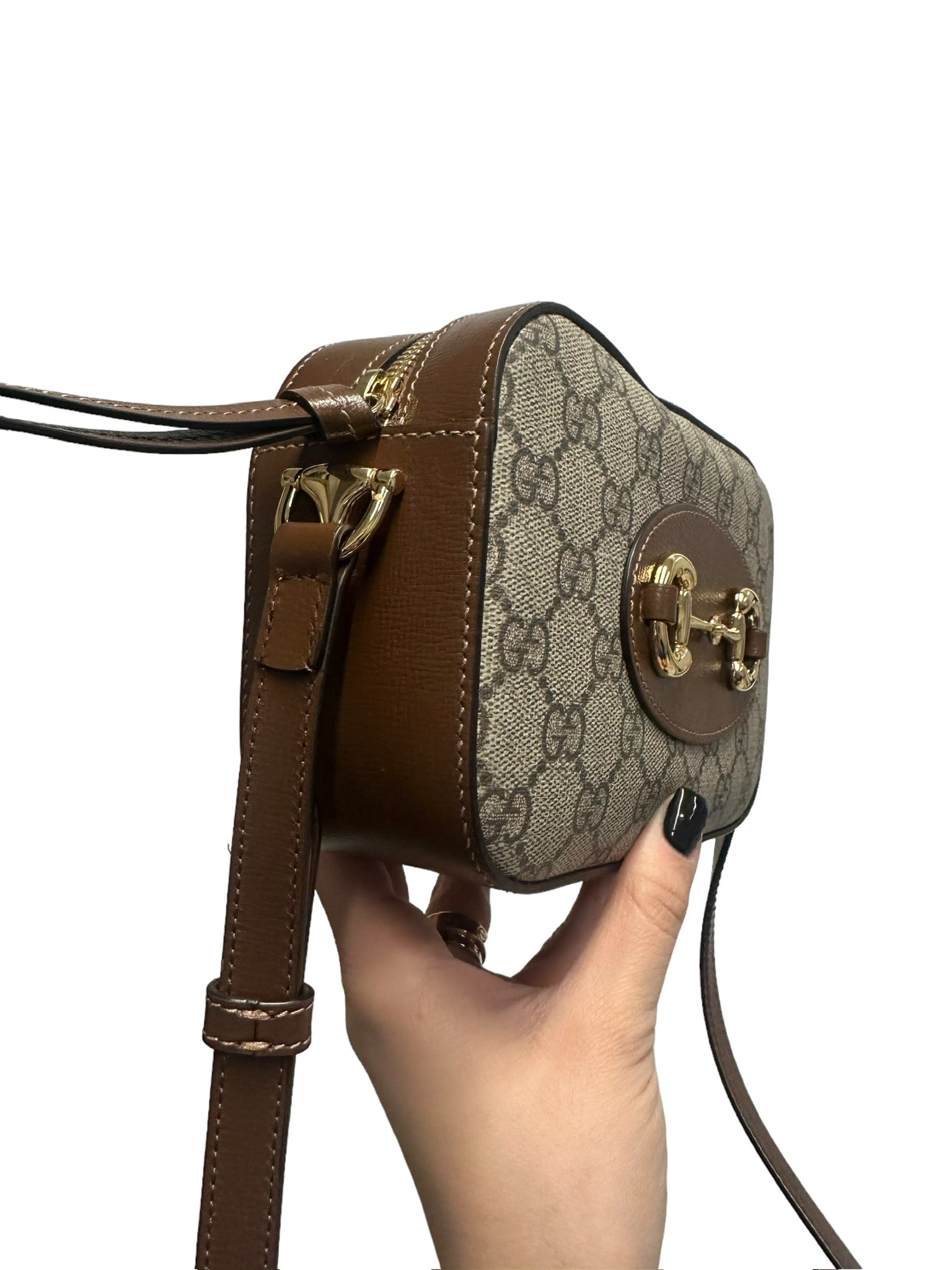 GUCCI - Bolso bandolera pequeño de lona GG Horsebit 1955