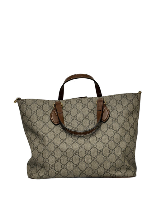 PRE-OWNED GG Beige Soft Supreme Monogram Small Tote