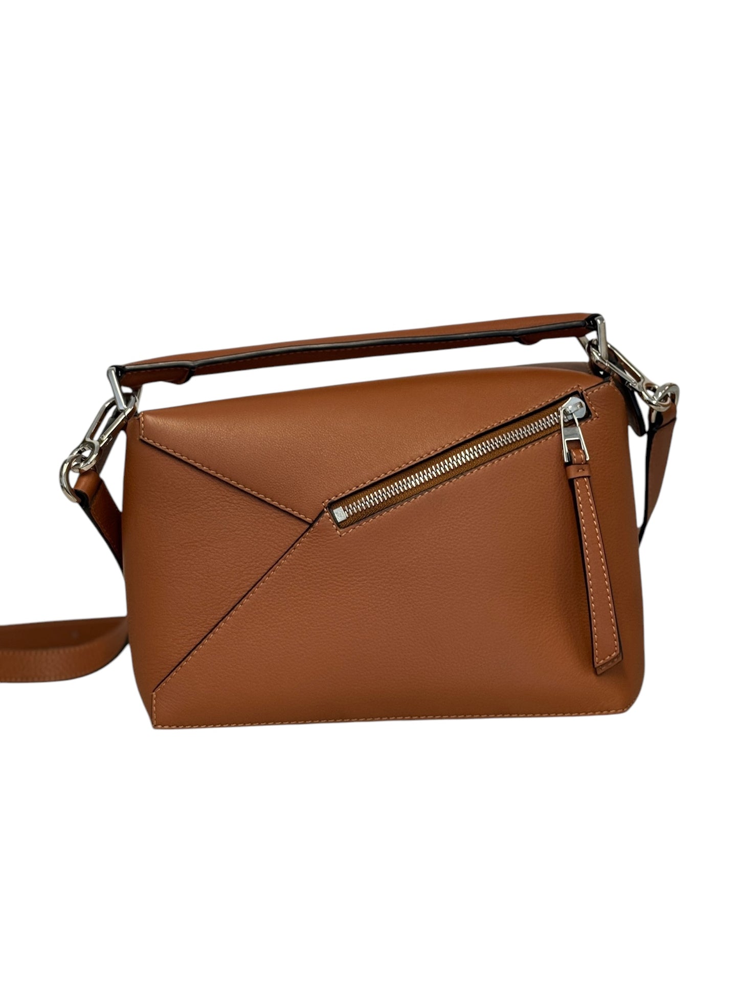 PRE-OWNED Tan Calfskin Small Puzzle Edge Bag