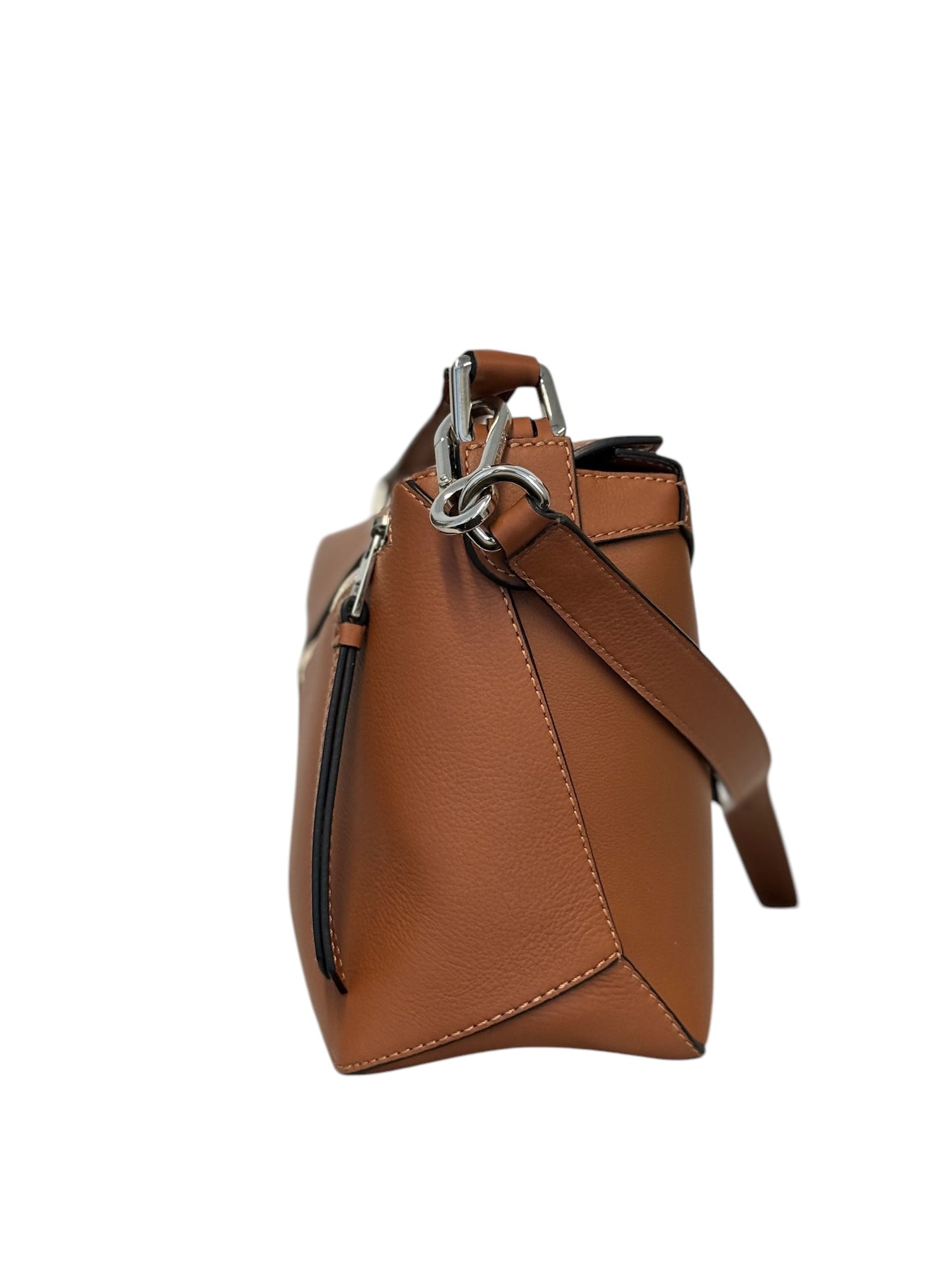 PRE-OWNED Tan Calfskin Small Puzzle Edge Bag