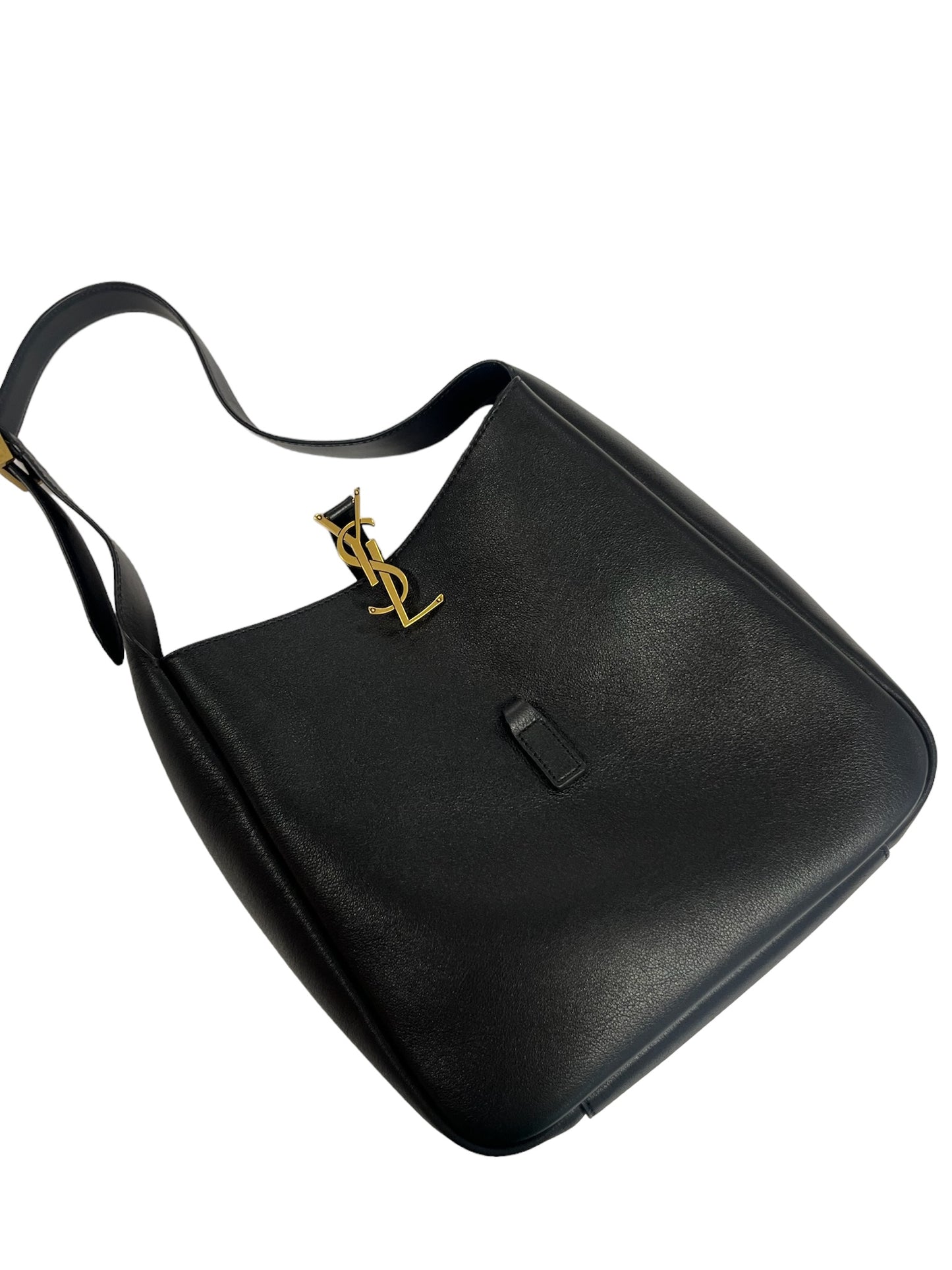 SAINT LAURENT - Black Supple Grained Leather Small Le 5 a 7 Tote Shoulder Bag