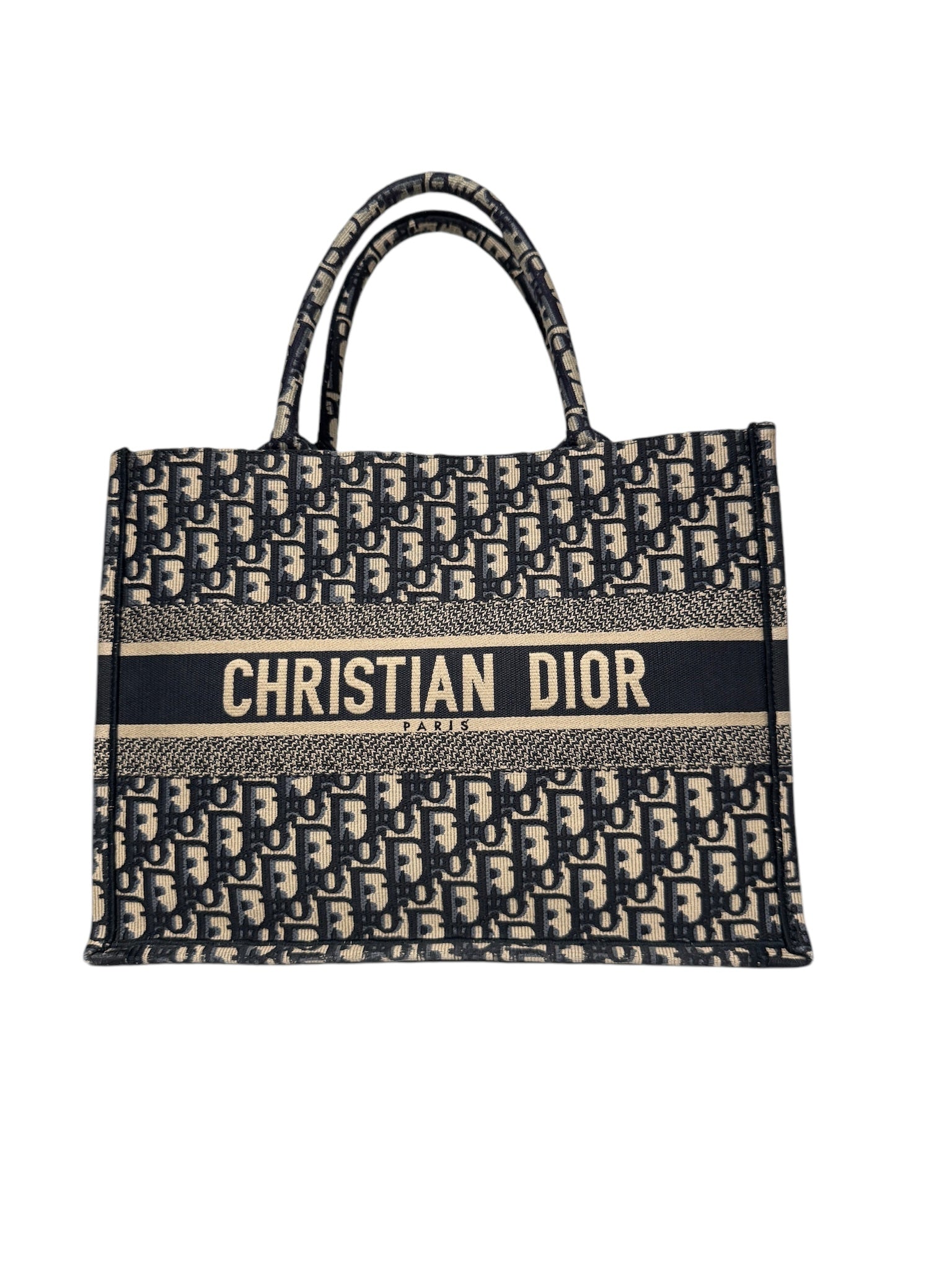 PRE-OWNED CD Navy Ecru Oblique Medium Book Tote