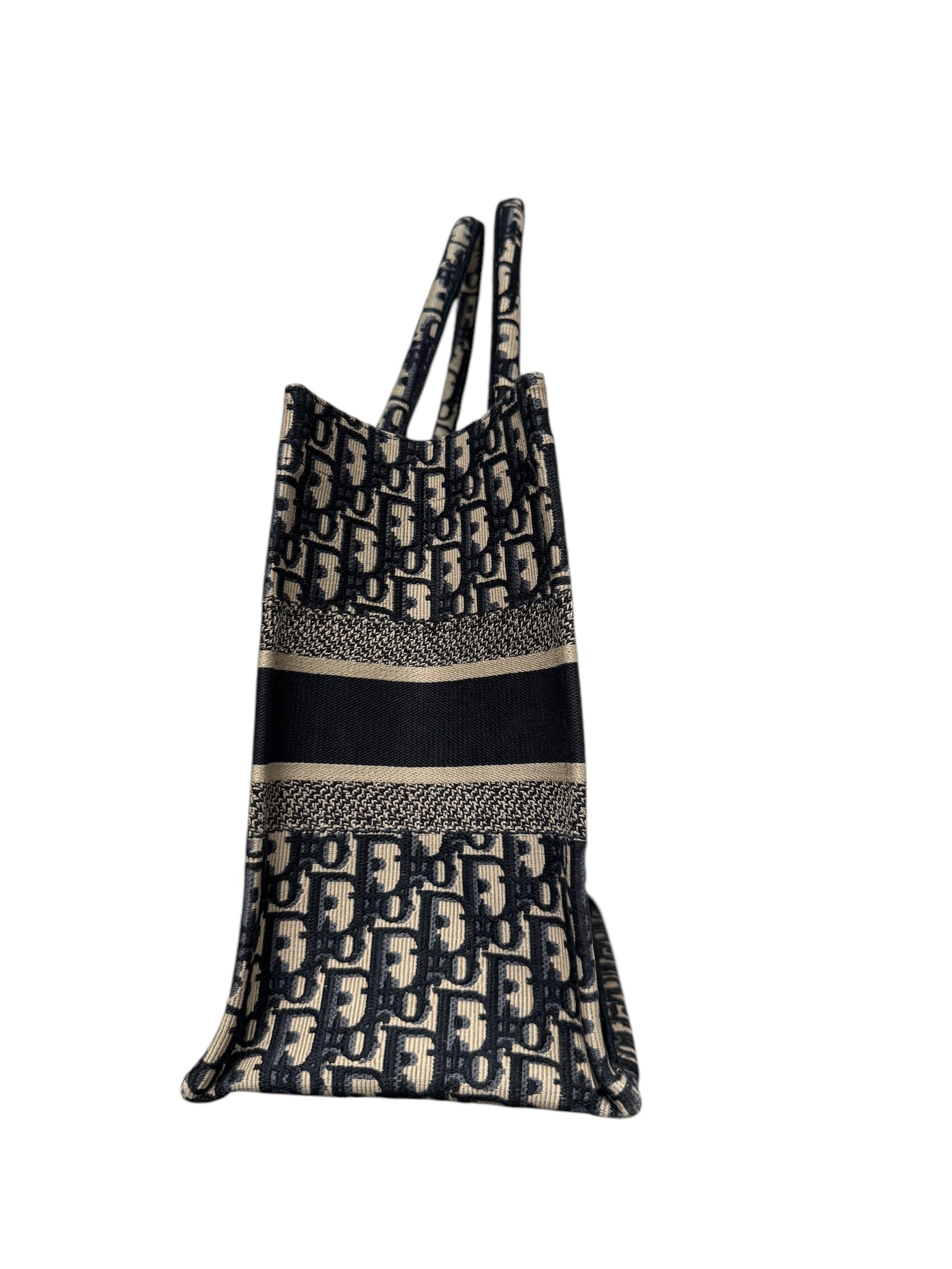 PRE-OWNED CD Navy Ecru Oblique Medium Book Tote