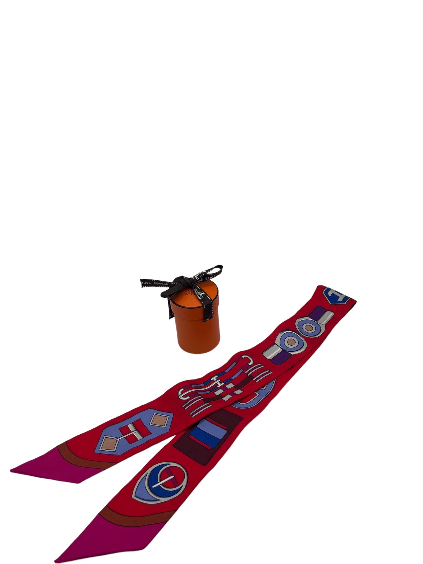 HERMES - Red Purple Multi Twilly Scarf