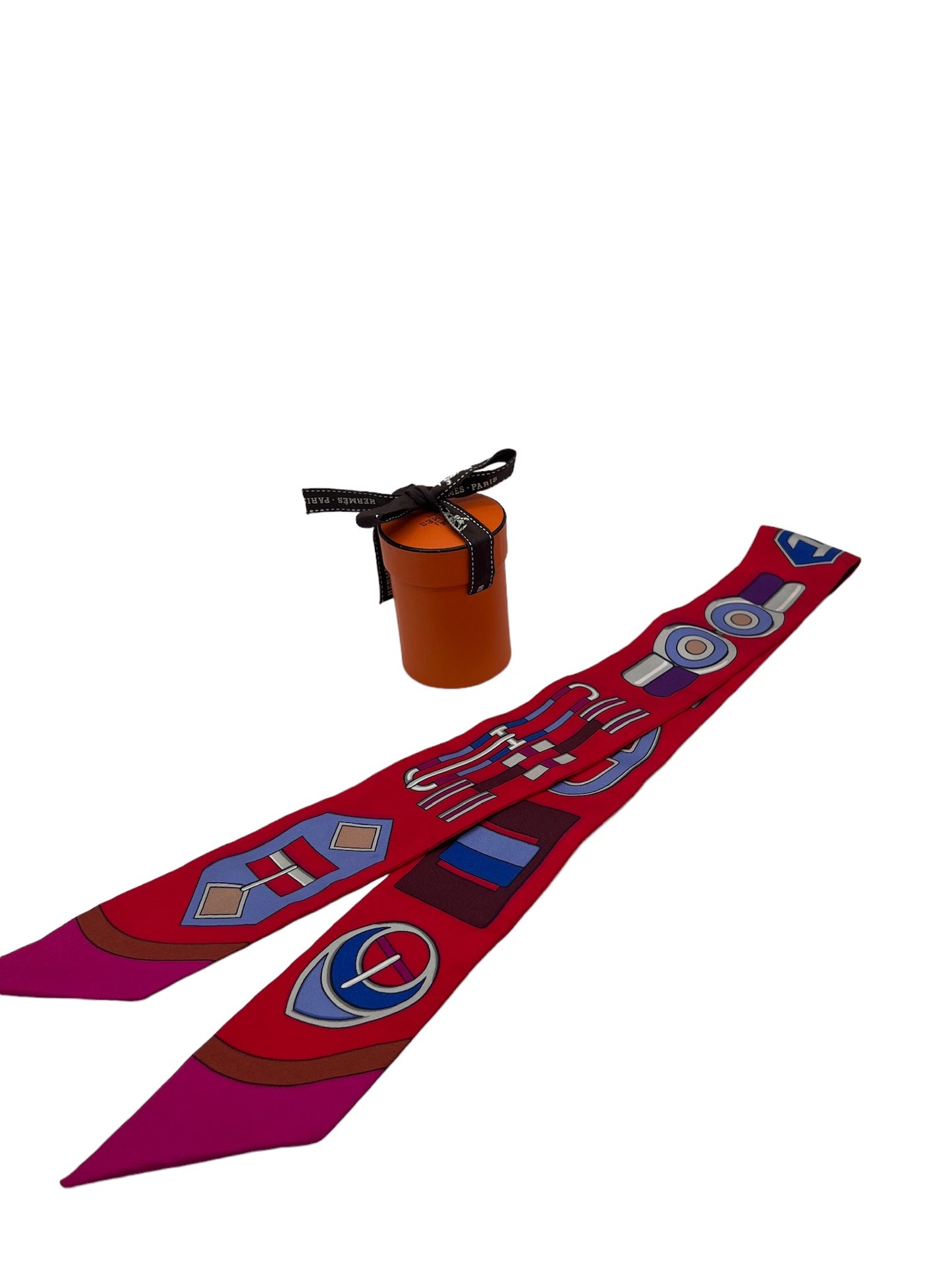 HERMES - Red Purple Multi Twilly Scarf