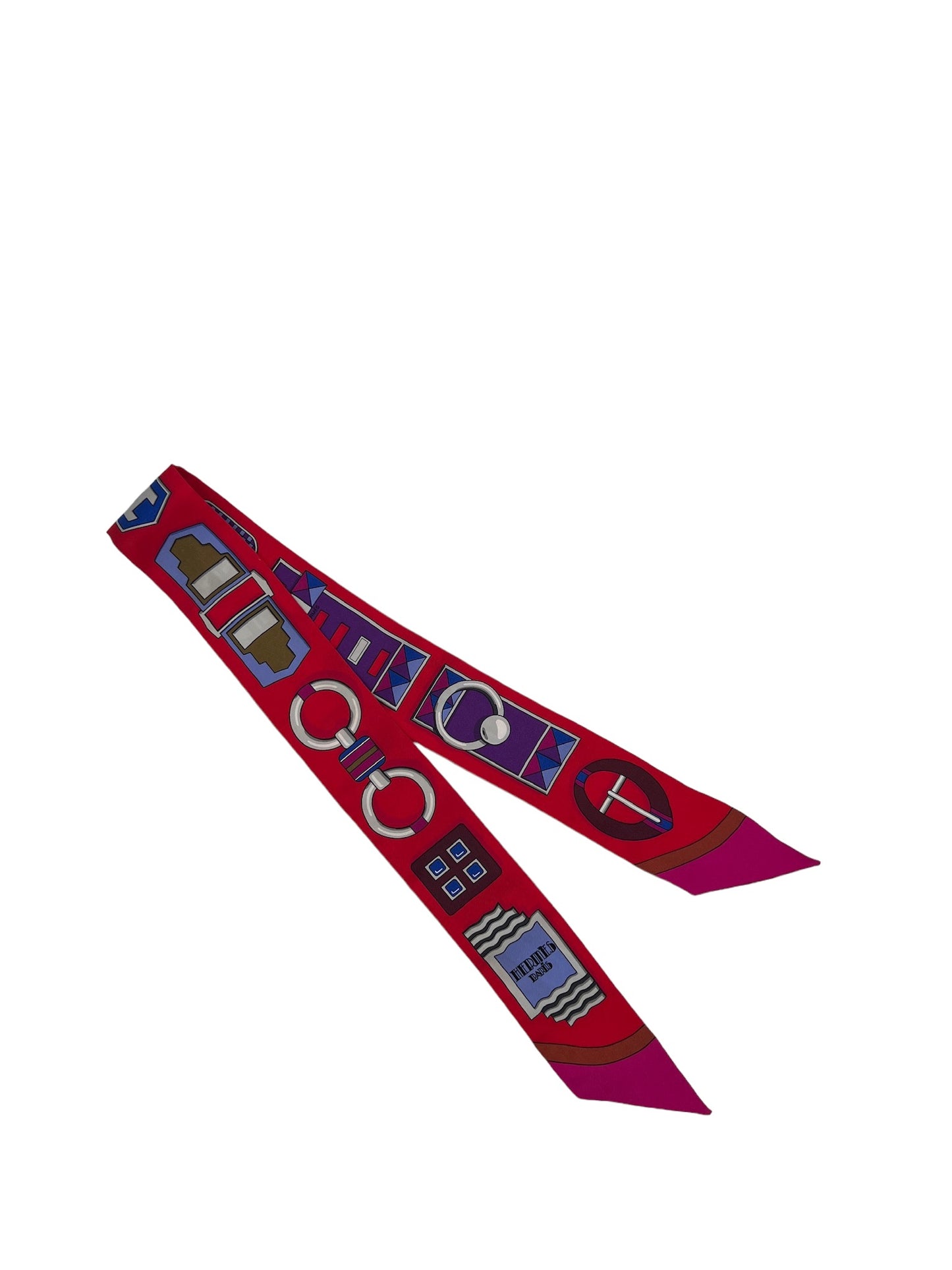 HERMES - Red Purple Multi Twilly Scarf