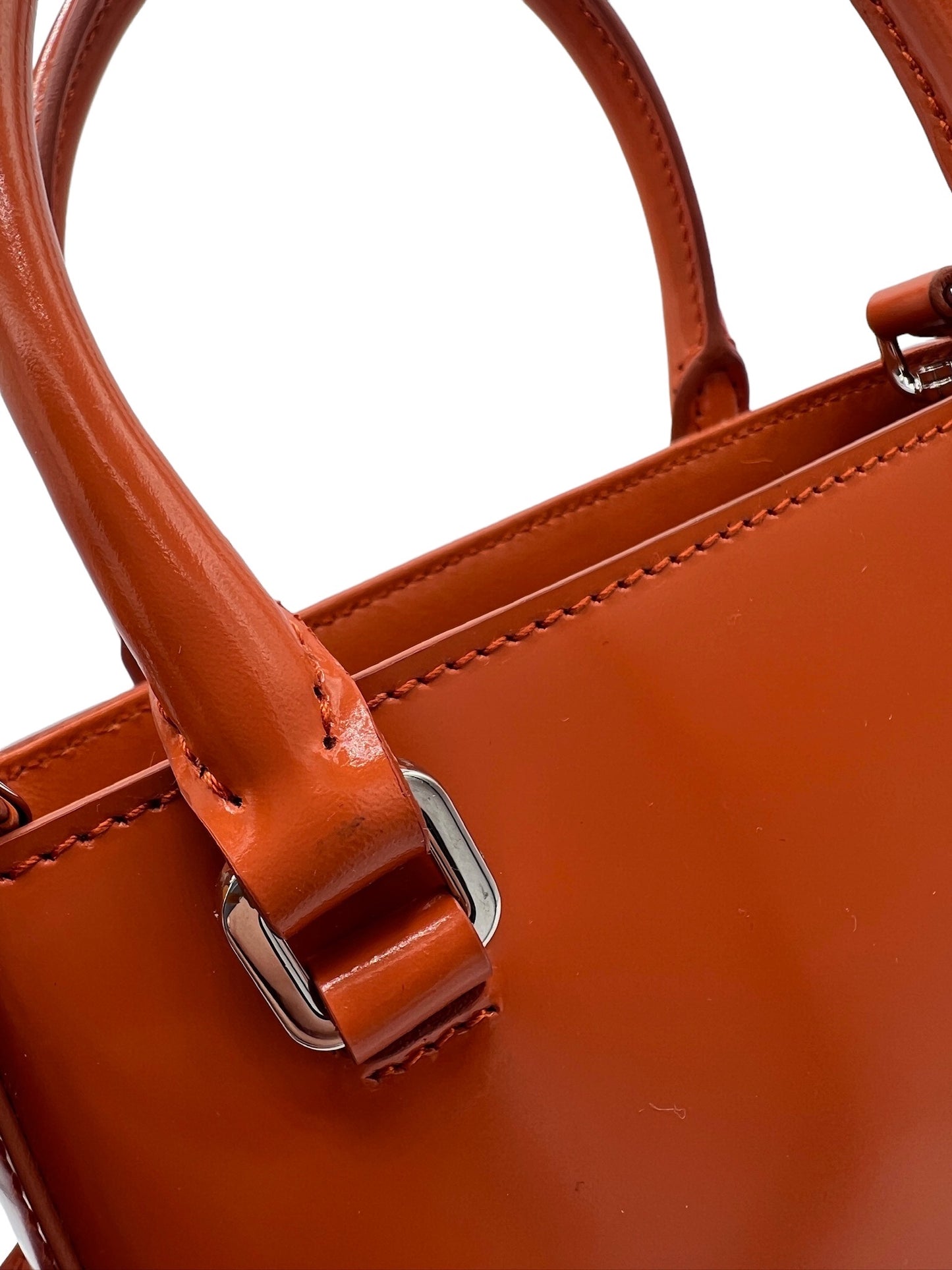 PRADA - Orange Small Brushed Crossbody Tote Bag