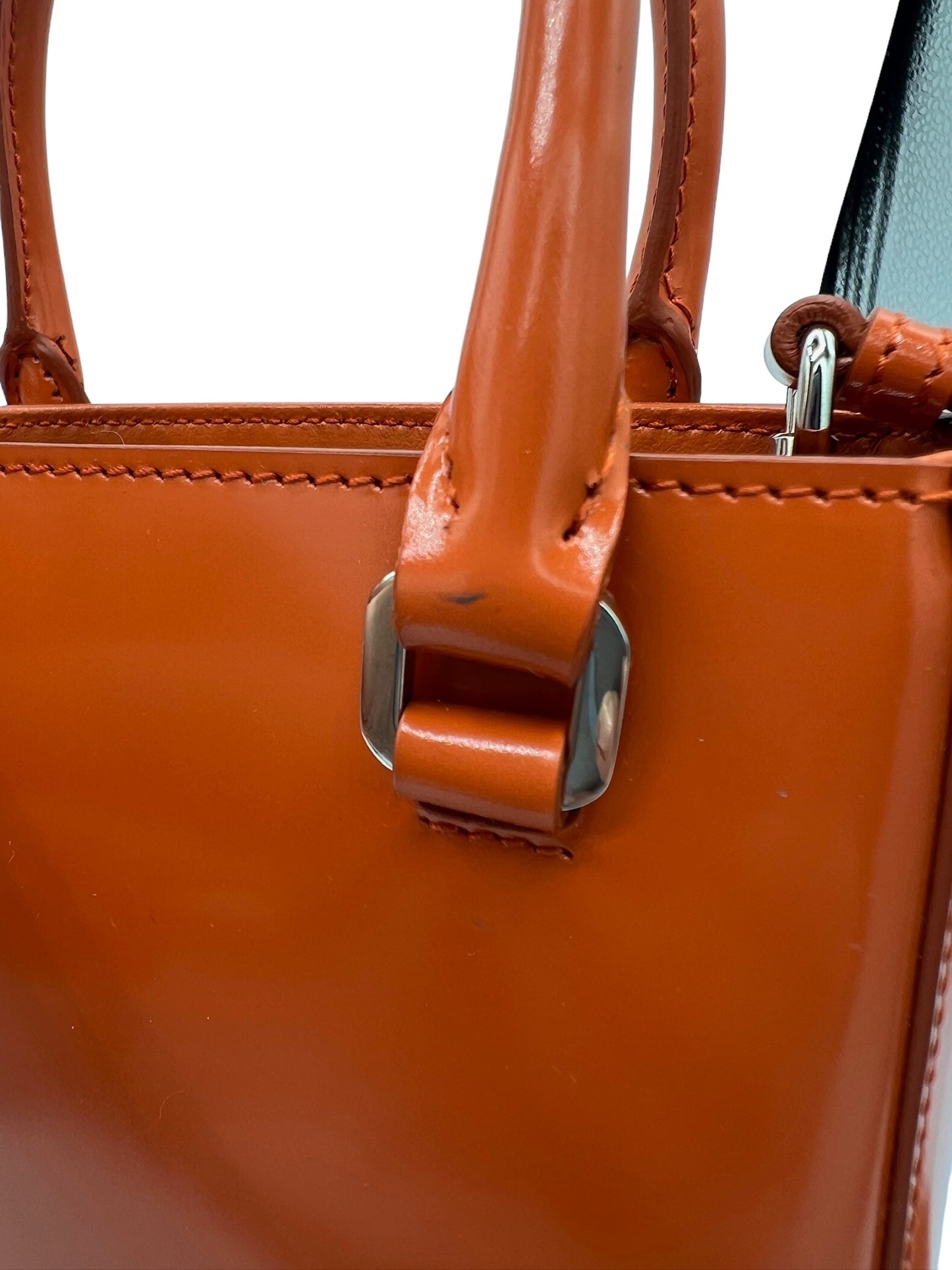 PRADA - Orange Small Brushed Crossbody Tote Bag