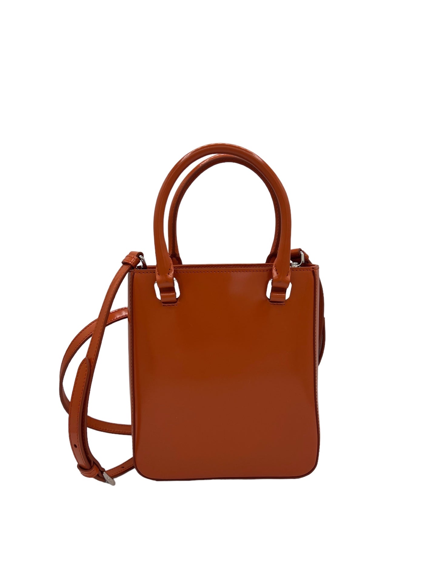 PRADA - Orange Small Brushed Crossbody Tote Bag