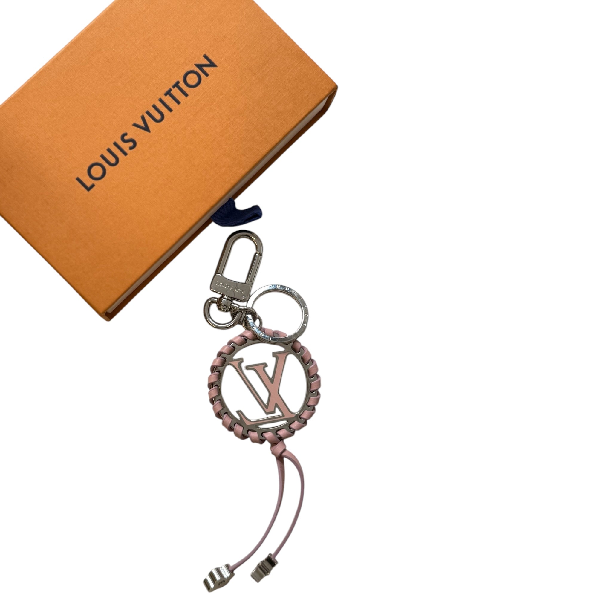 PRE-OWNED LV Silver Metal Pink Very Bag Charm and Key Holder