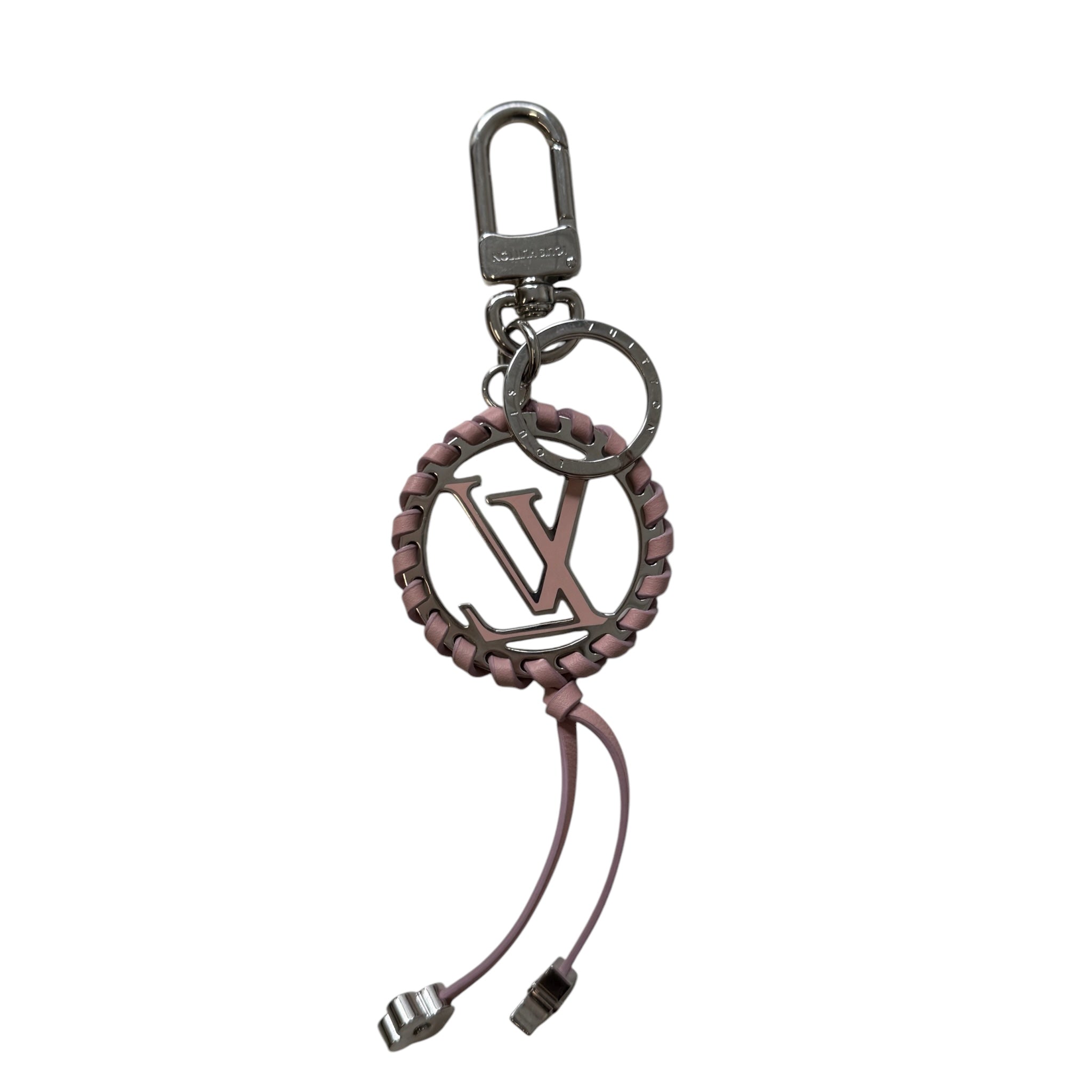 PRE-OWNED LV Silver Metal Pink Very Bag Charm and Key Holder