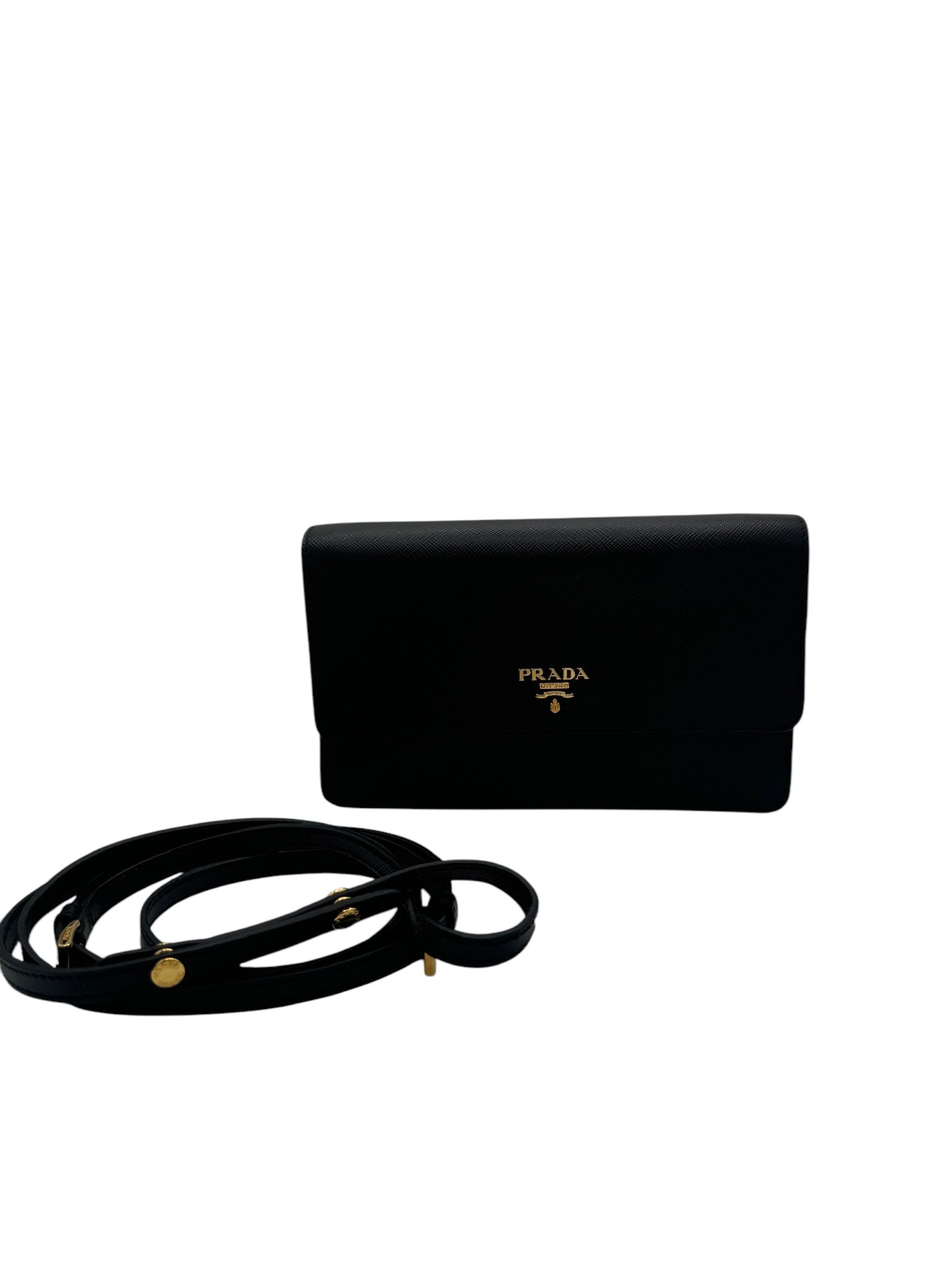 Bolso de hombro de piel saffiano negra USADO