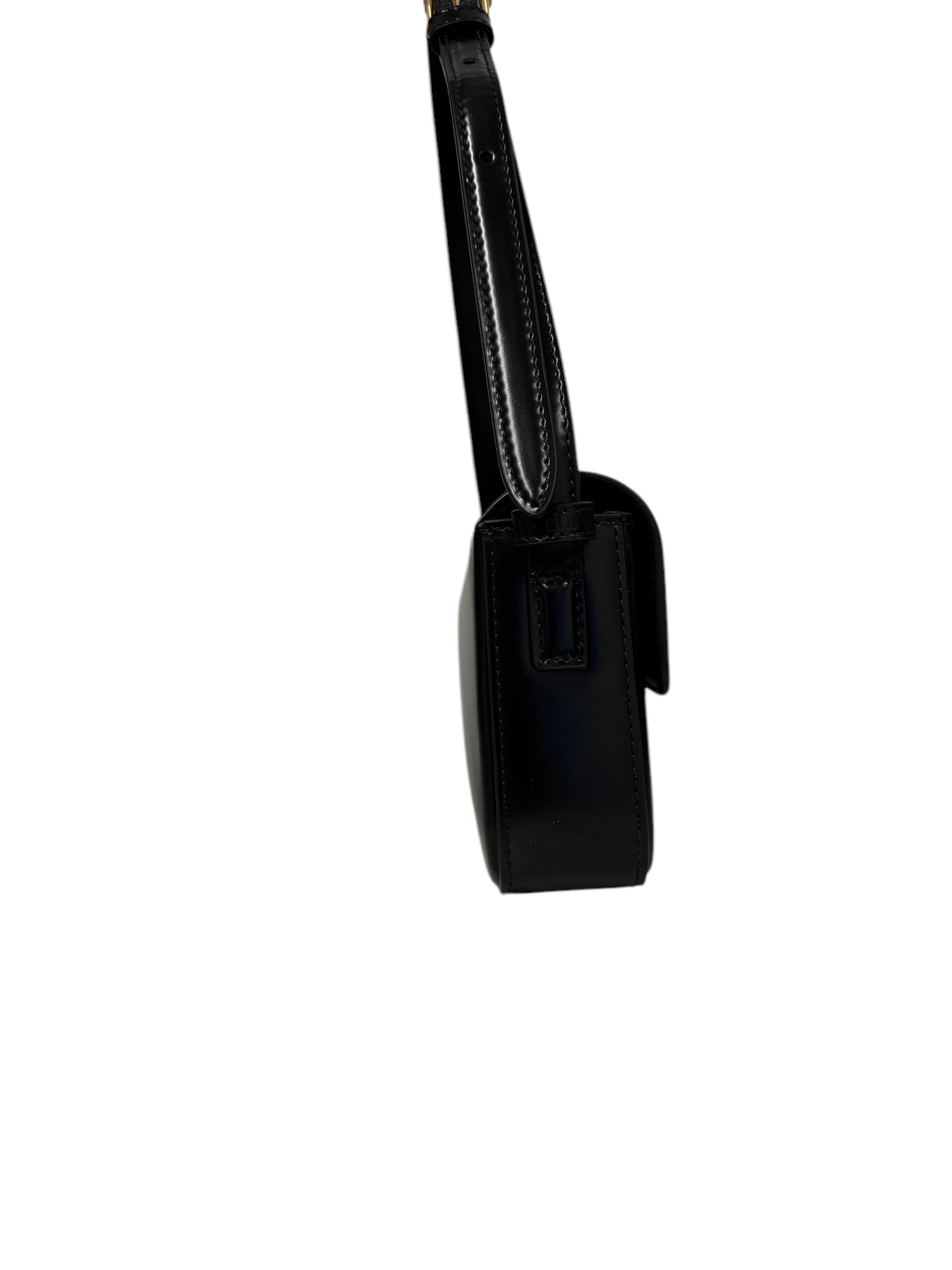 Bolso de hombro Triomphe de piel de becerro negra brillante USADO