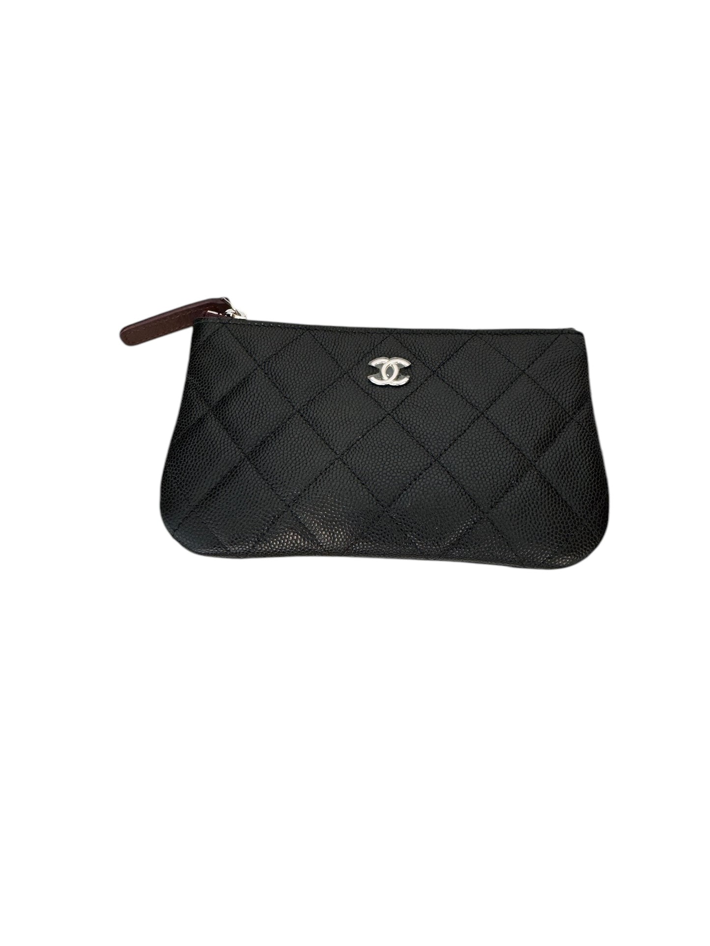 PRE-OWNED CC Black Quilted Caviar Small Classic Zipped Pouch