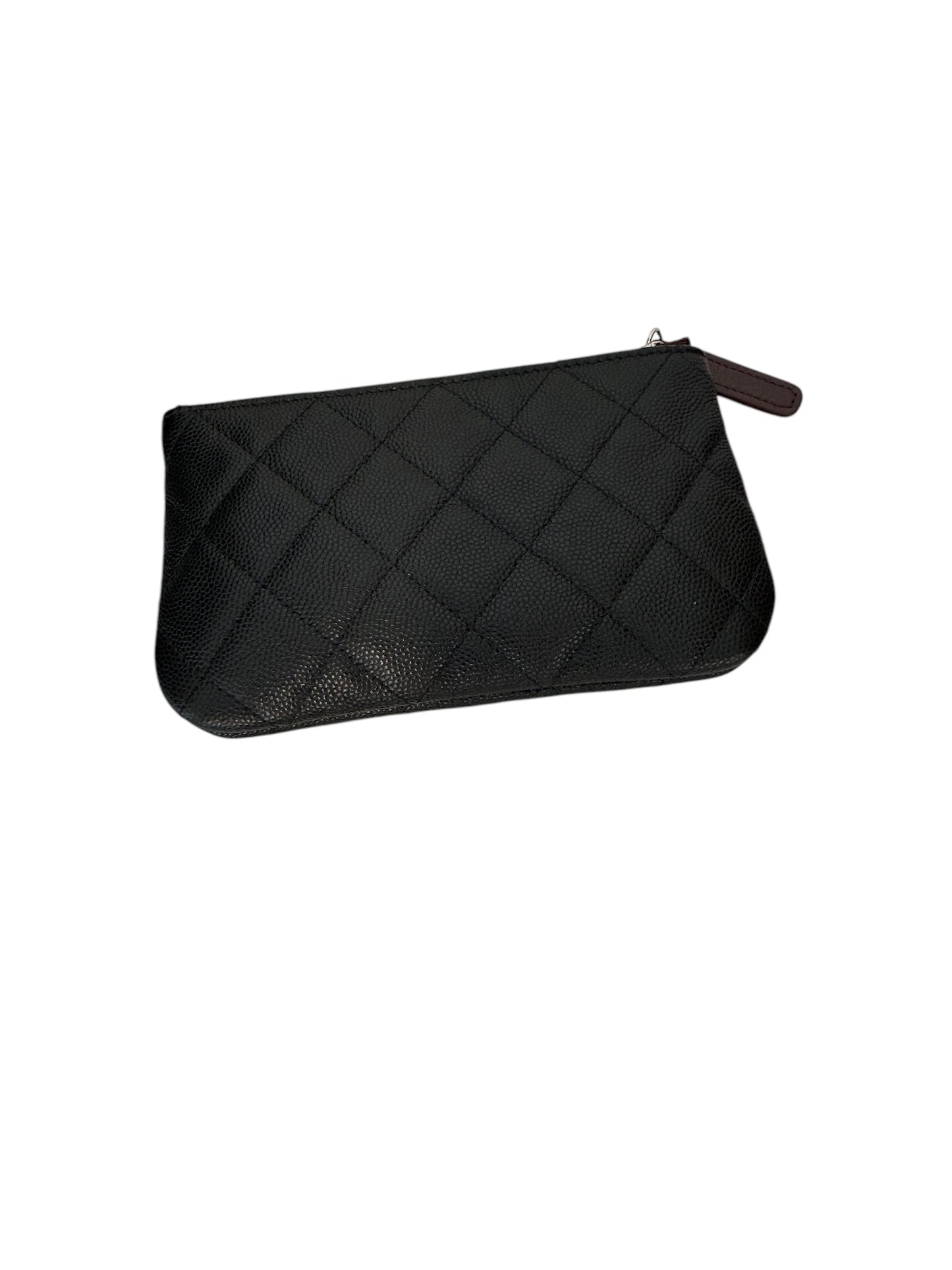 PRE-OWNED CC Black Quilted Caviar Small Classic Zipped Pouch