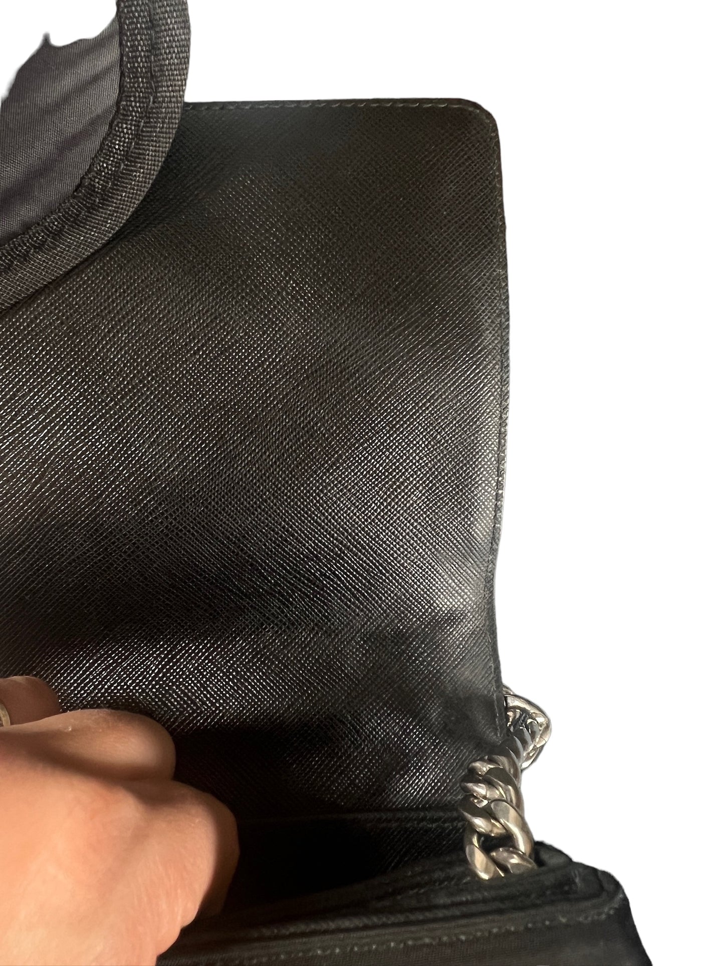 PRADA - Logo Black Nylon Leather Shoulder Bag