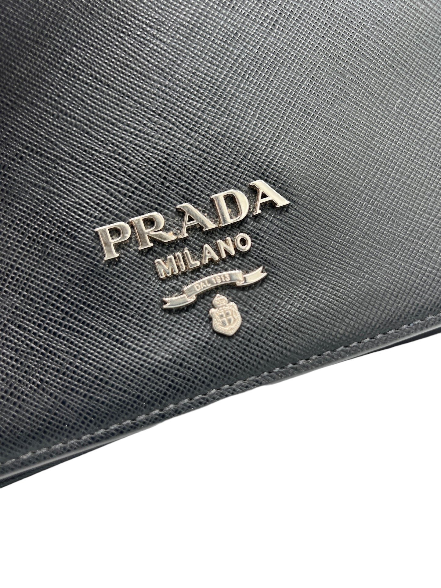 PRADA - Logo Black Nylon Leather Shoulder Bag