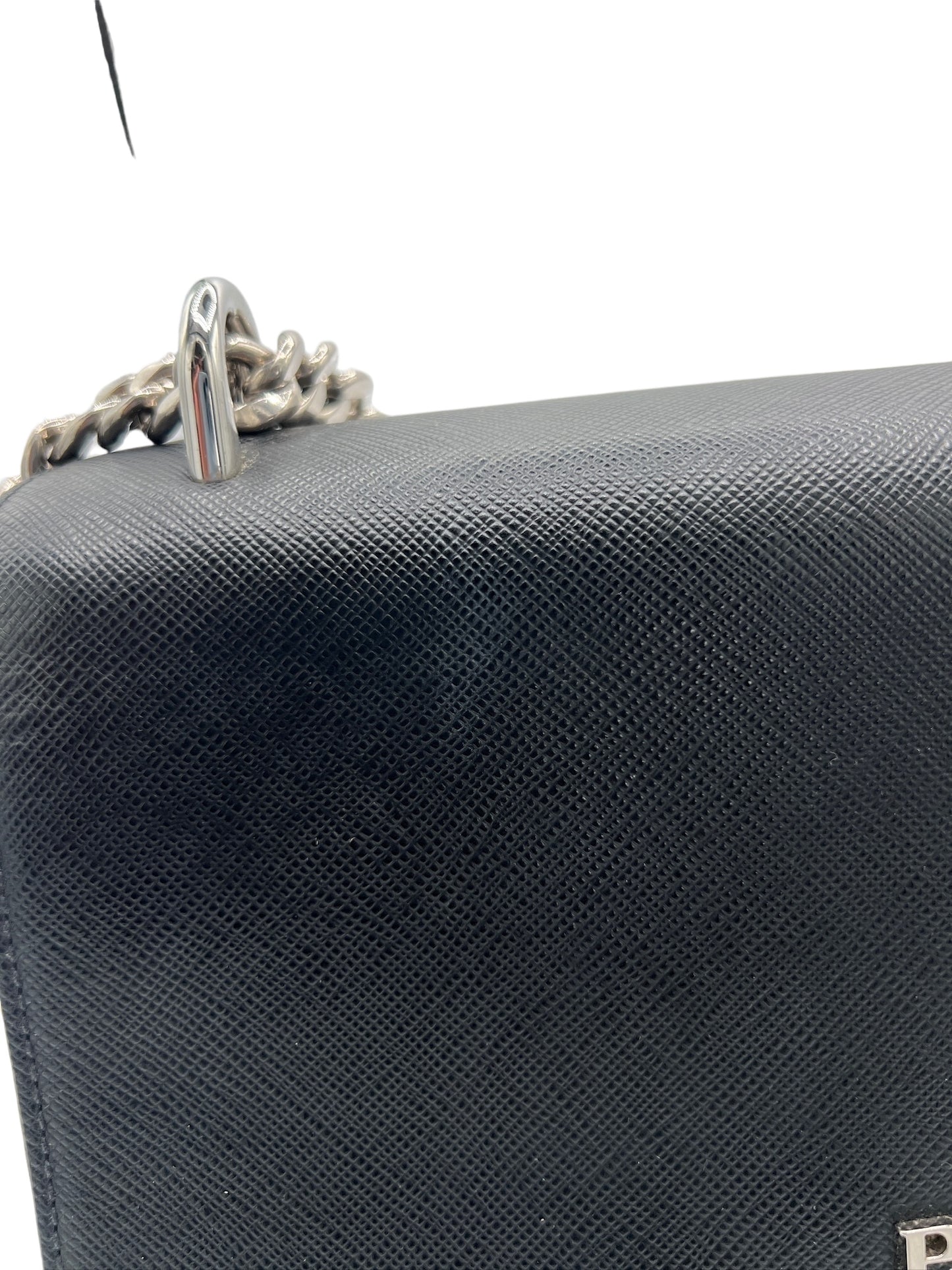 PRADA - Logo Black Nylon Leather Shoulder Bag