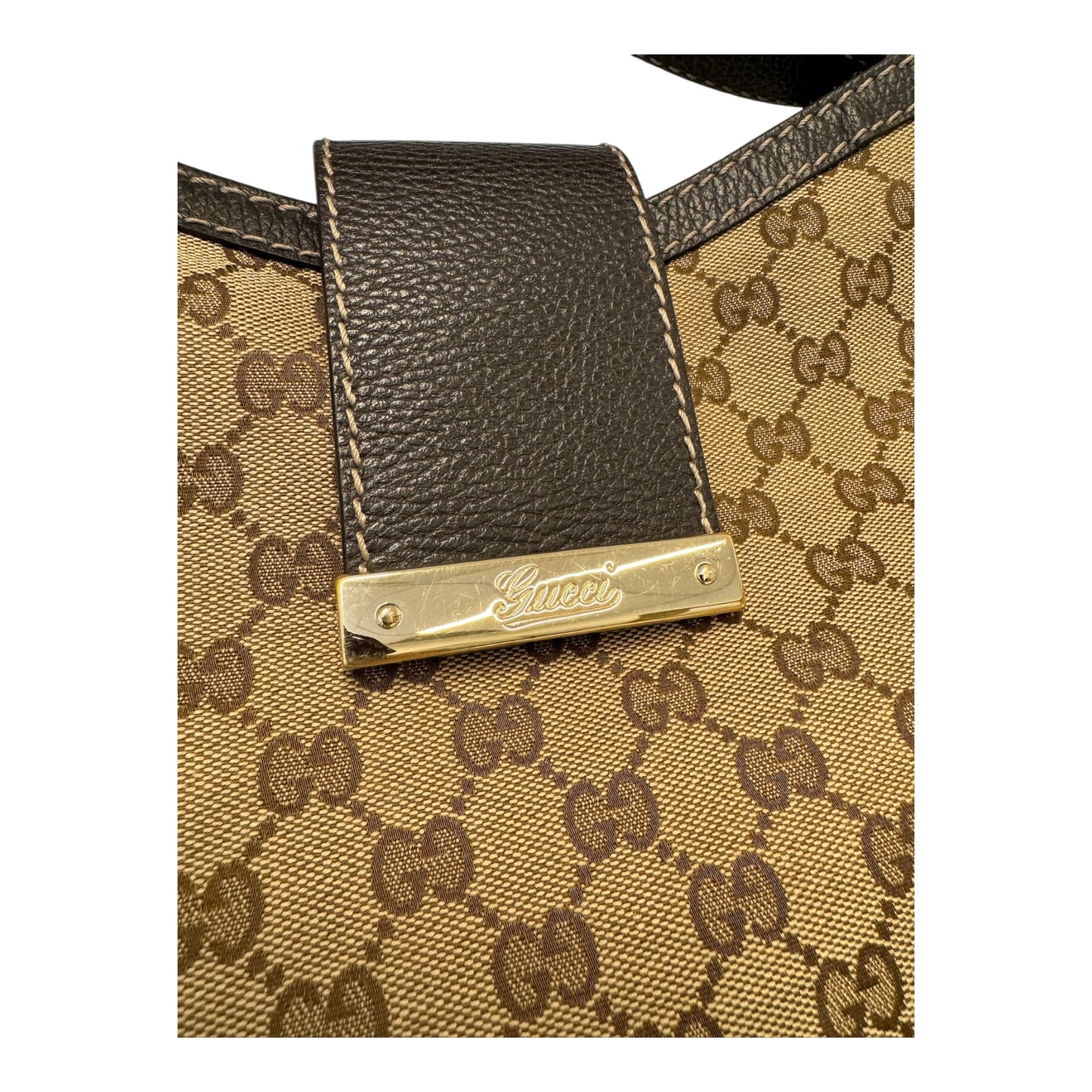 PRE-OWNED GG Beige GG Monogram Canvas Hobo Bag