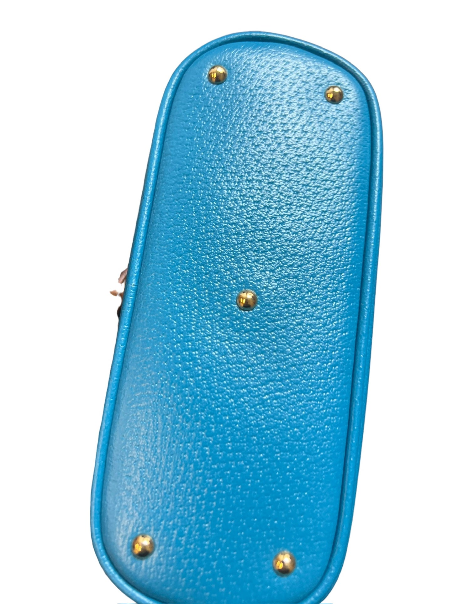 GUCCI - Diana Mini Bamboo Double G Tote Bag Blue Leather