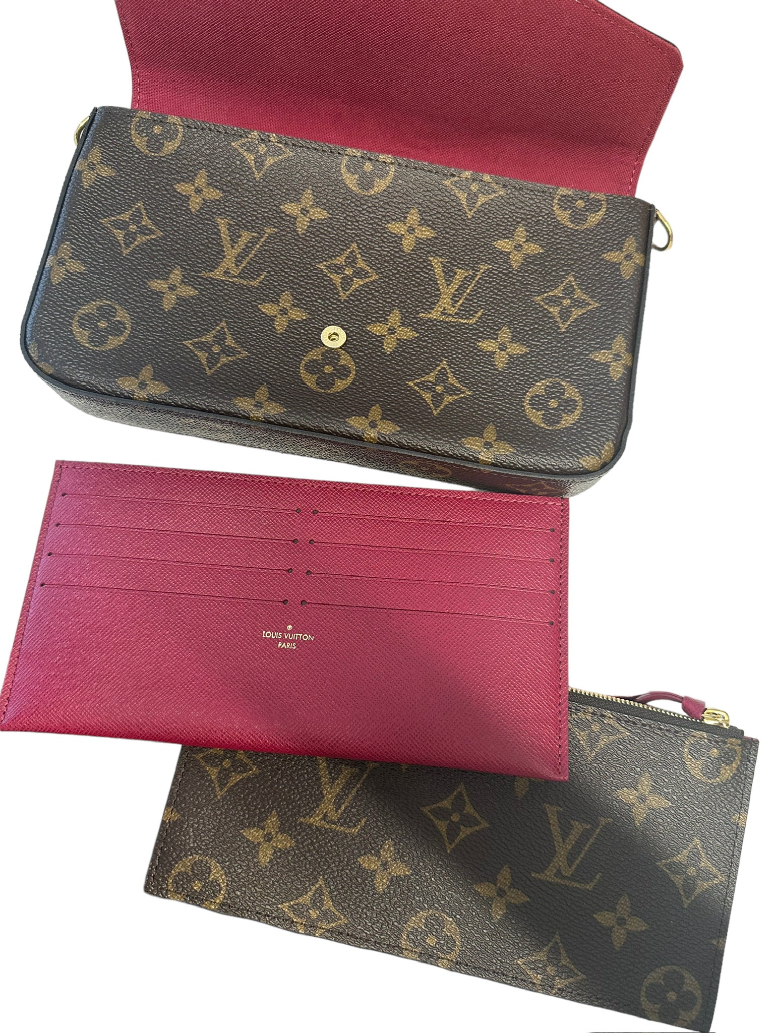 LOUIS VUITTON - Fuchsia & Monogram Canvas Félicie Pochette