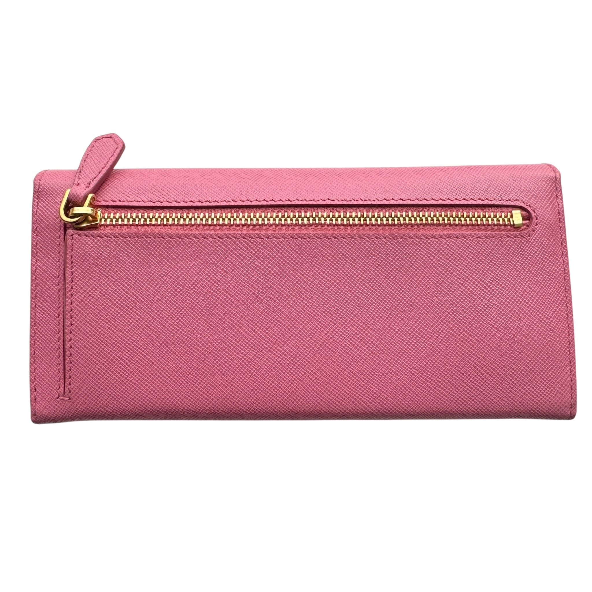 PRE-OWNED Saffiano Leather Pink Continental Flap Wallet
