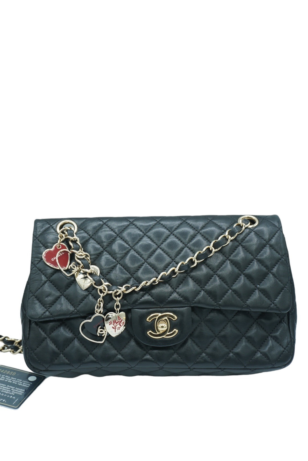 CHANEL - Bolso con solapa negro clásico Edición limitada de San Valentín