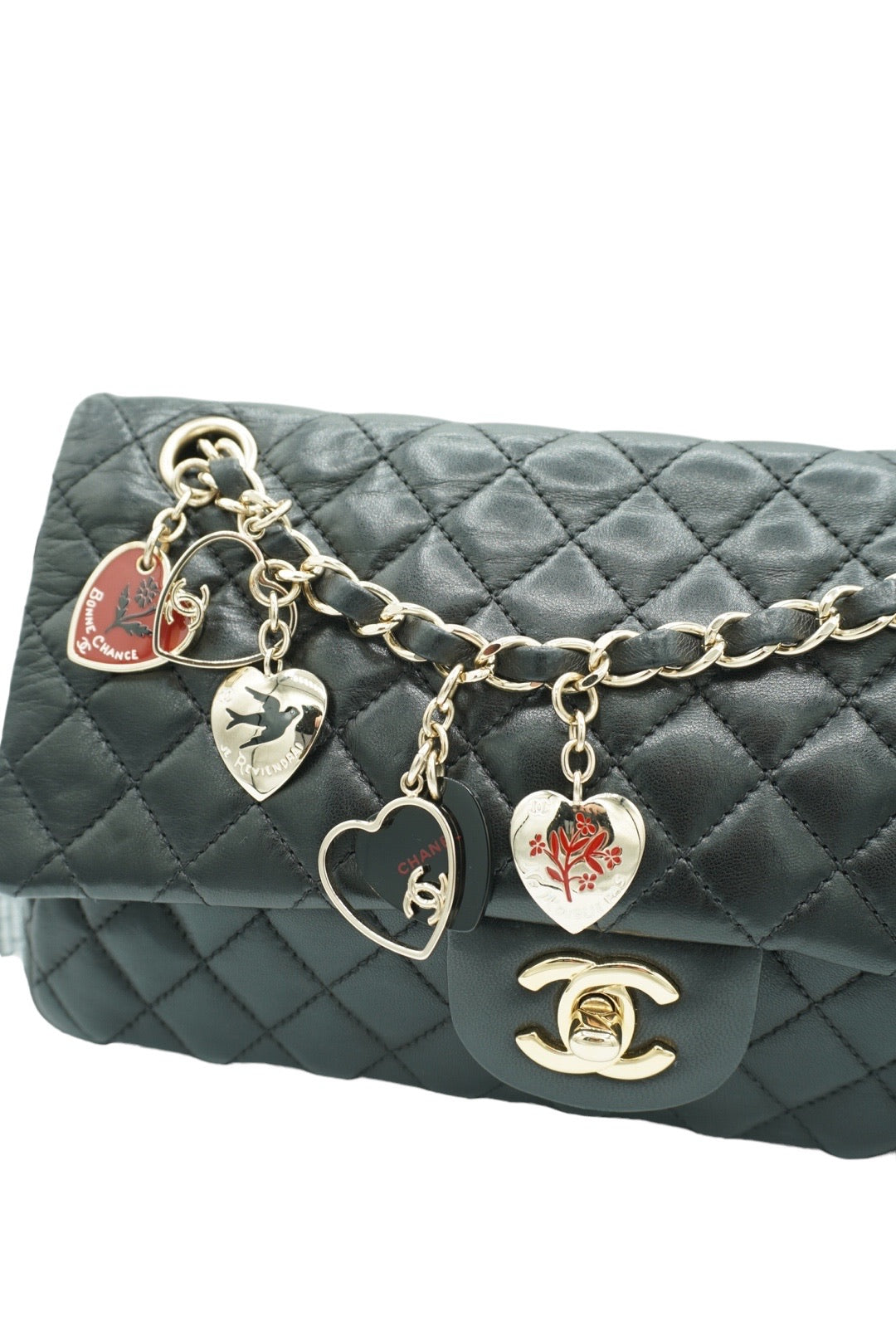 CHANEL - Classic Black Flap Bag Valentine's Limited Edition