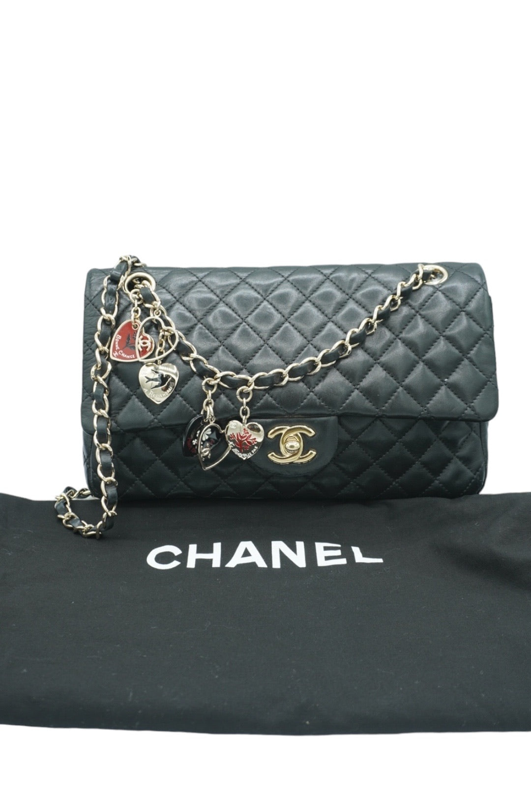 CHANEL - Classic Black Flap Bag Valentine's Limited Edition