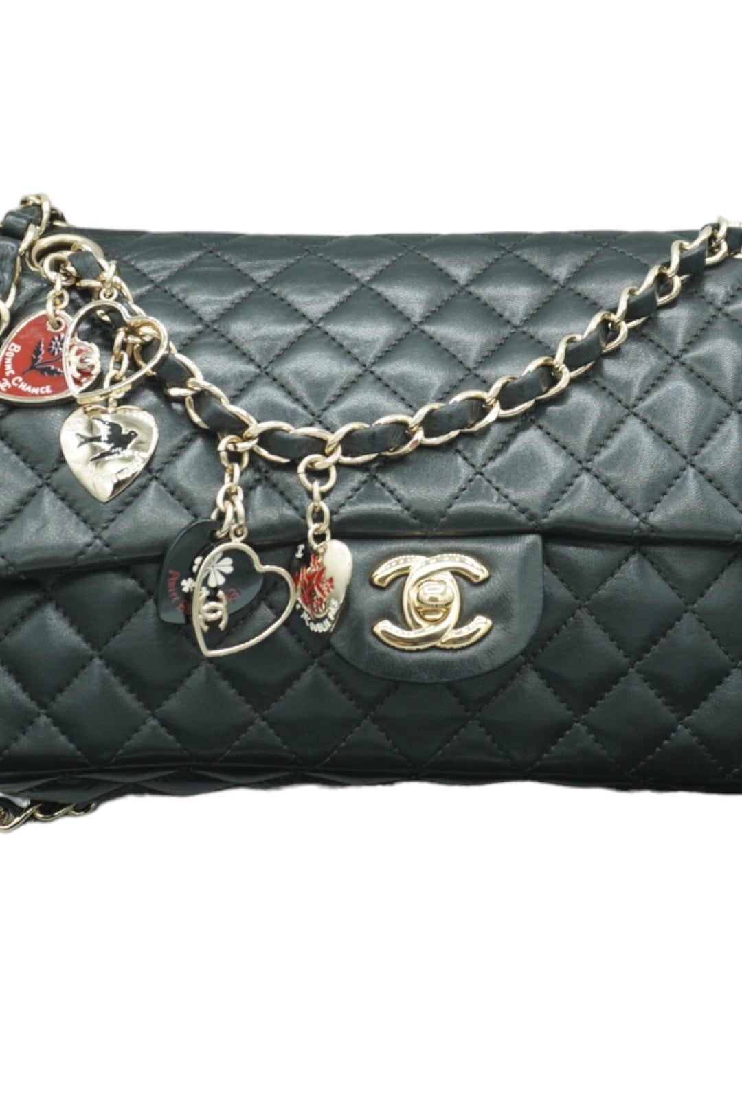 CHANEL - Classic Black Flap Bag Valentine's Limited Edition