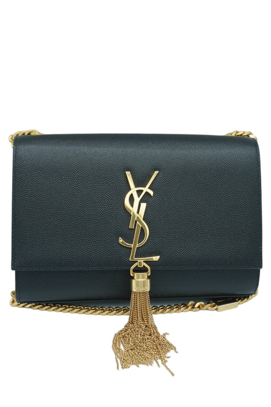 SAINT LAURENT - Kate Chain Wallet In Grain De Poudre Leather