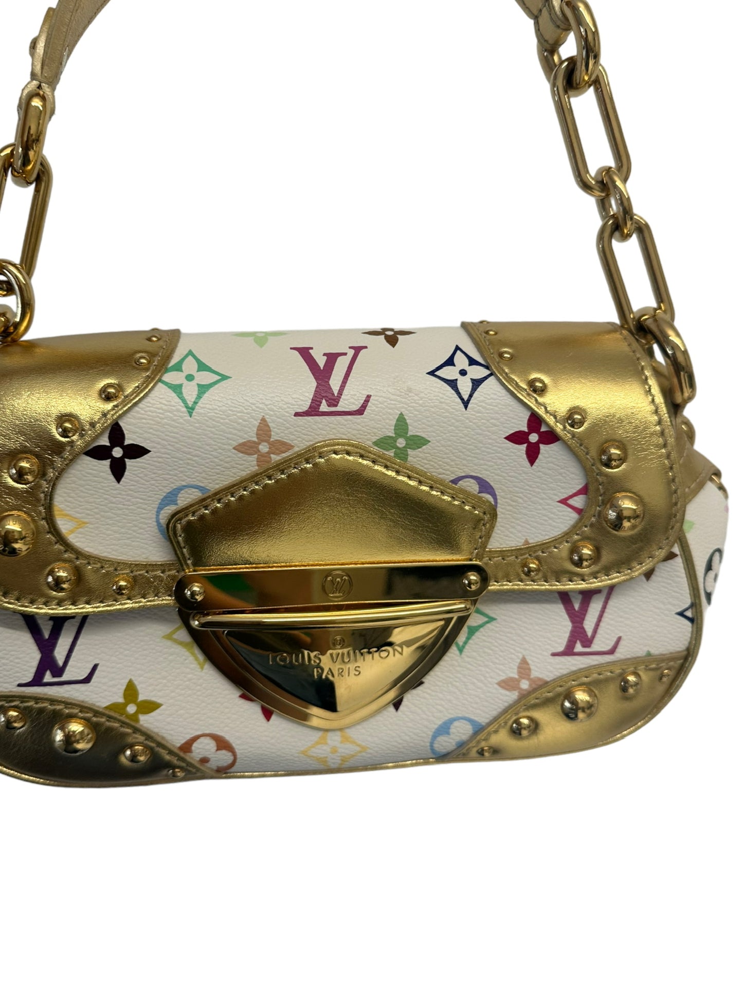 LOUIS VUITTON - White Multicolor Monogram Gold Marilyn