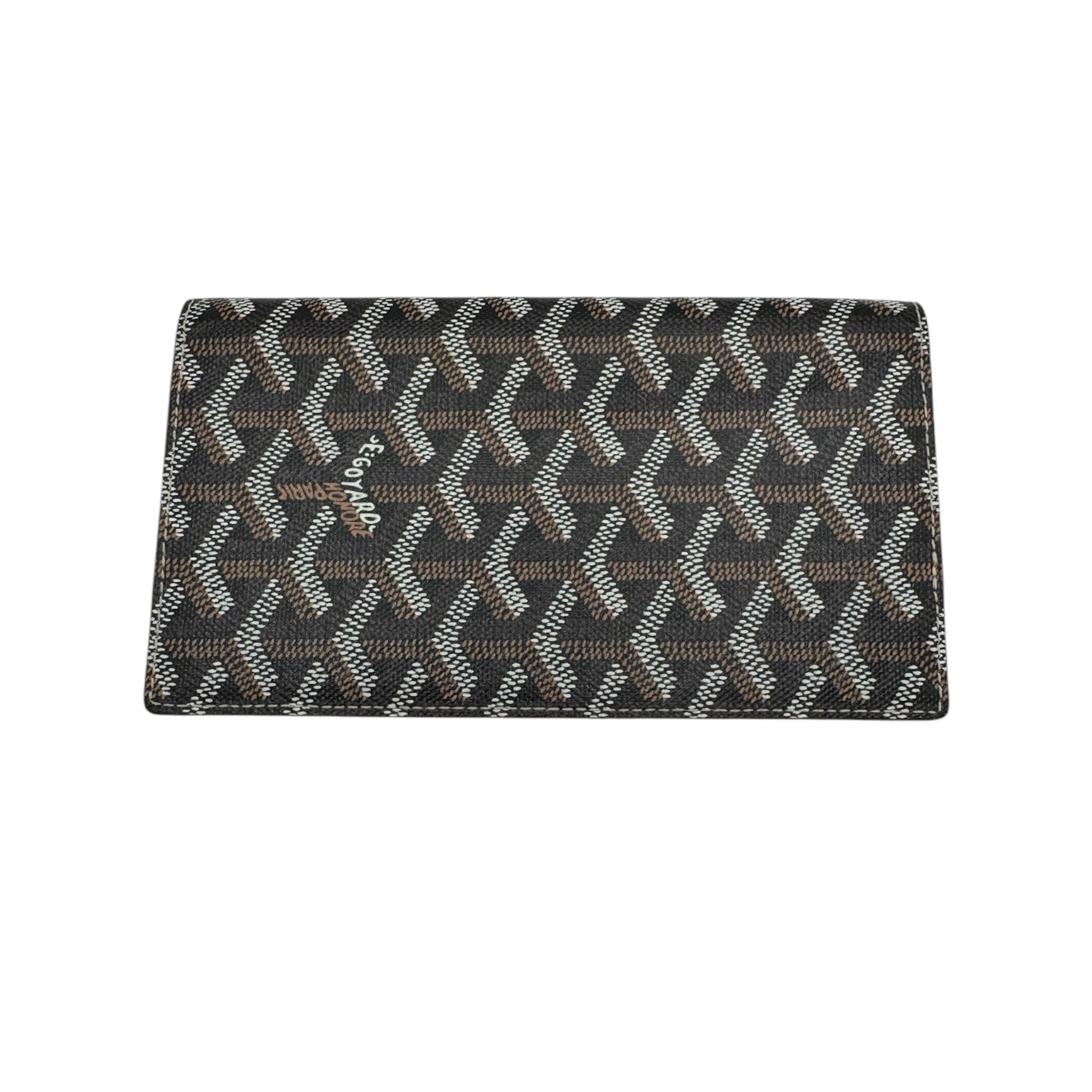 Cartera plegable de lona negra de segunda mano
