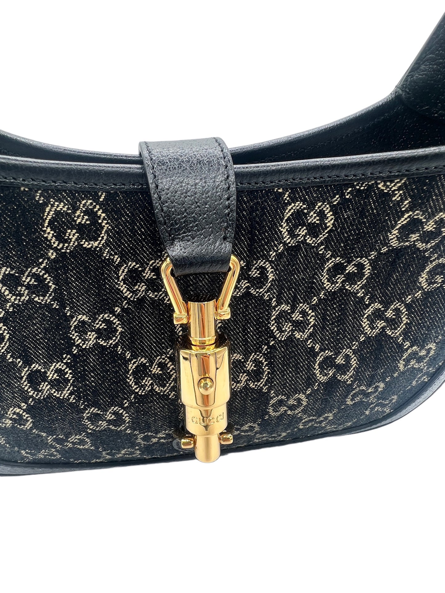 GUCCI - Jackie 1961 GG Black Denim Jacquard Small Shoulder Bag