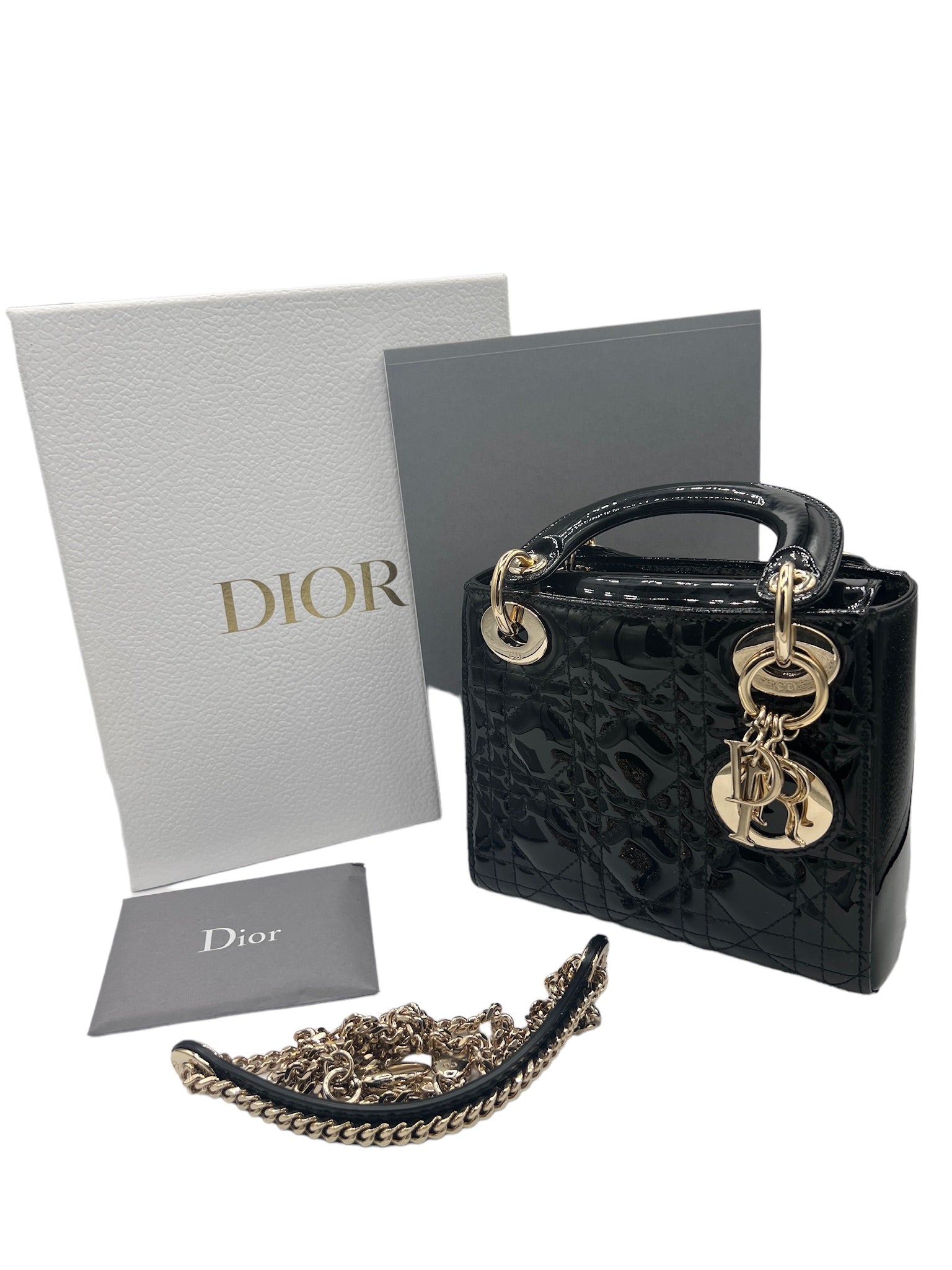 DIOR - Bolso Lady Dior Mini de charol negro