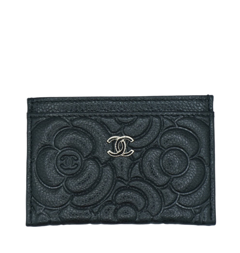 CHANEL - Tarjetero Camellia Piel Caviar Negra