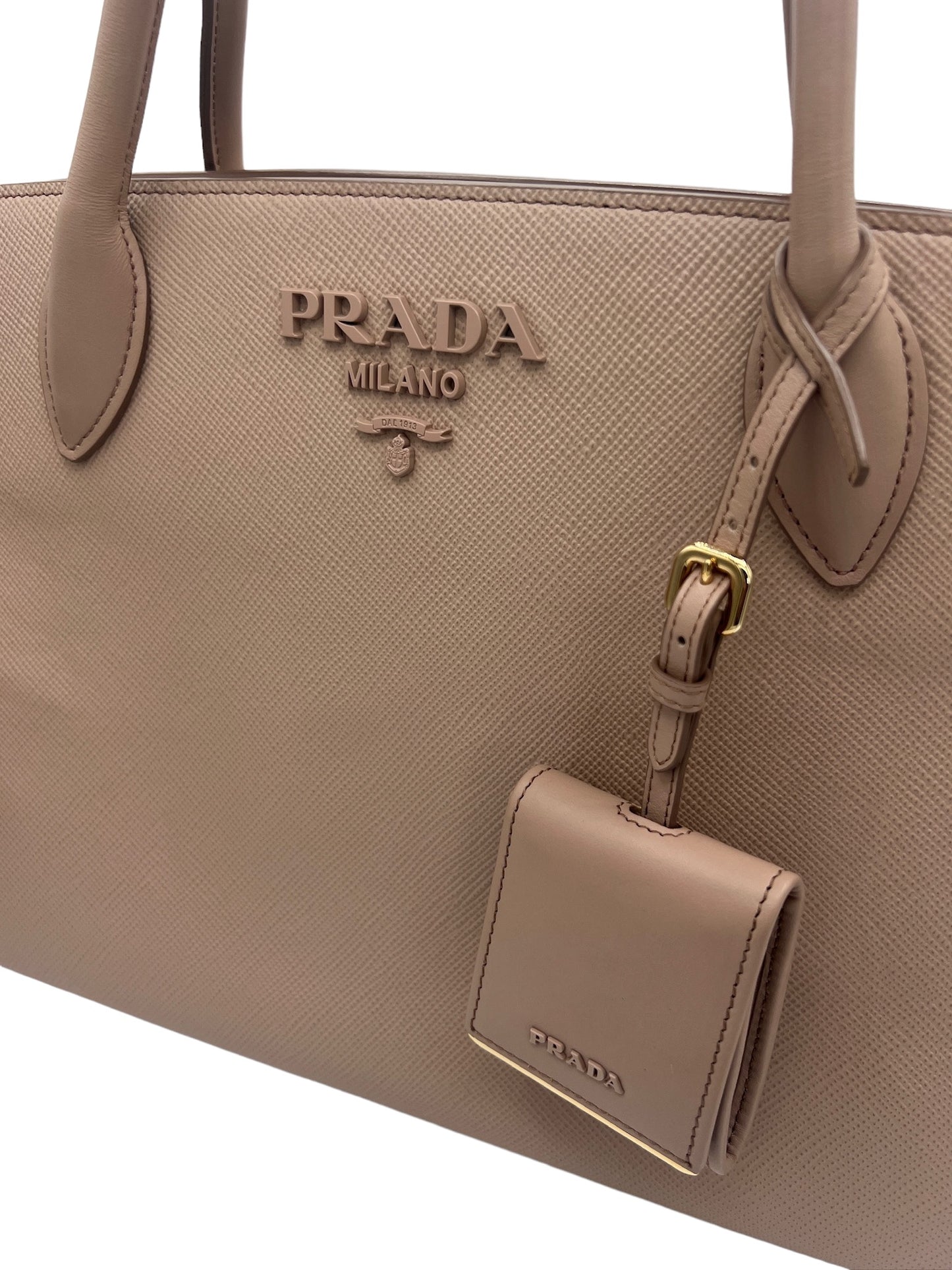 PRADA - Pink Saffiano Cuir Monochrome Tote Bag