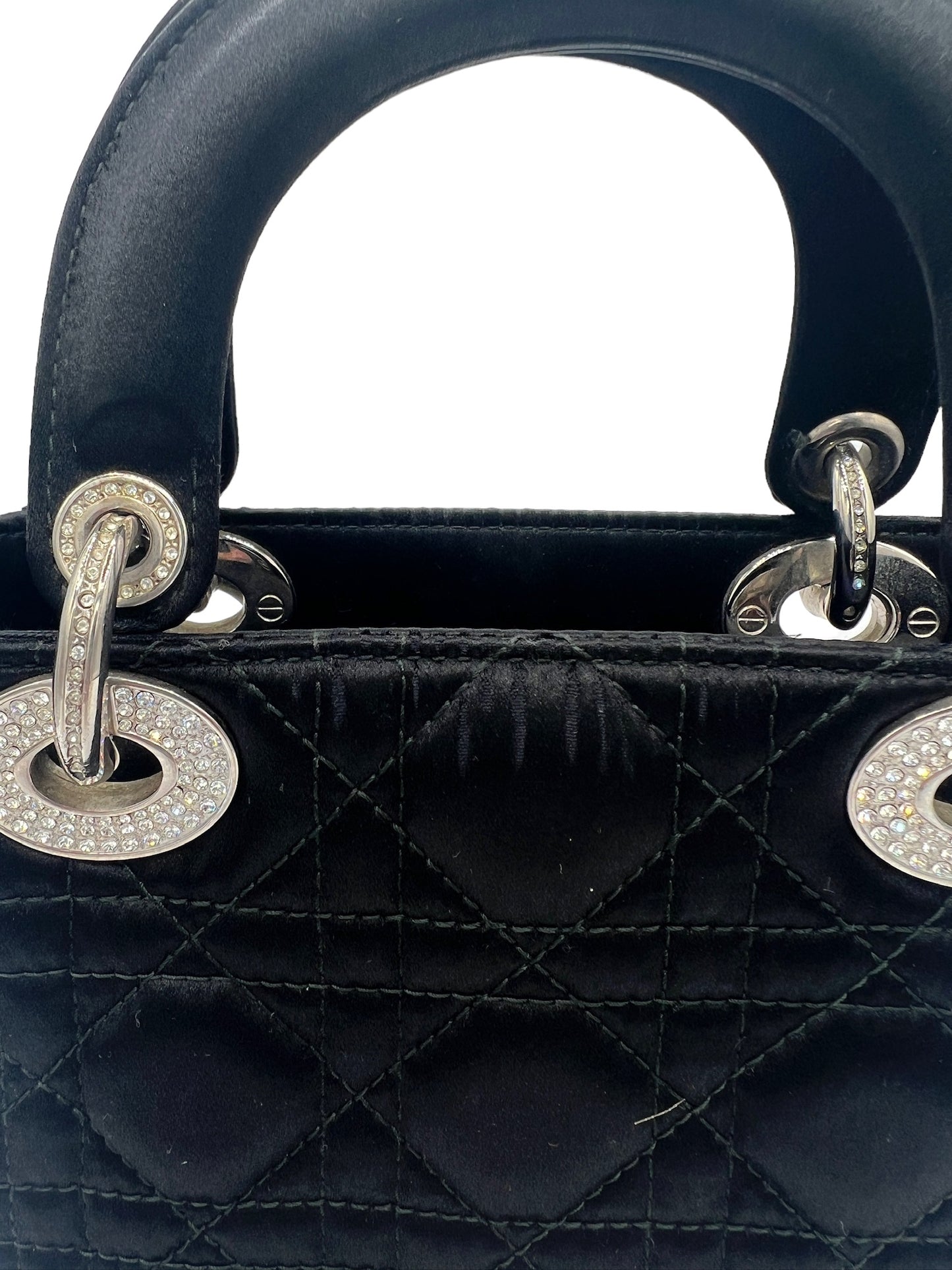 DIOR - Bolso Lady Dior Mini de satén negro