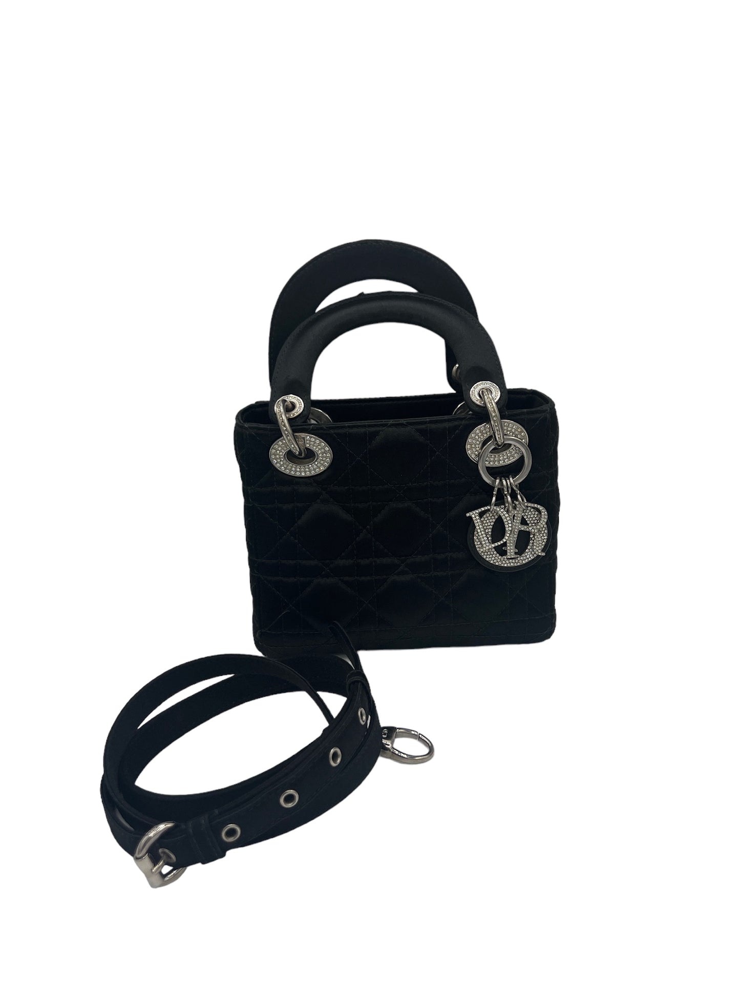 DIOR - Bolso Lady Dior Mini de satén negro