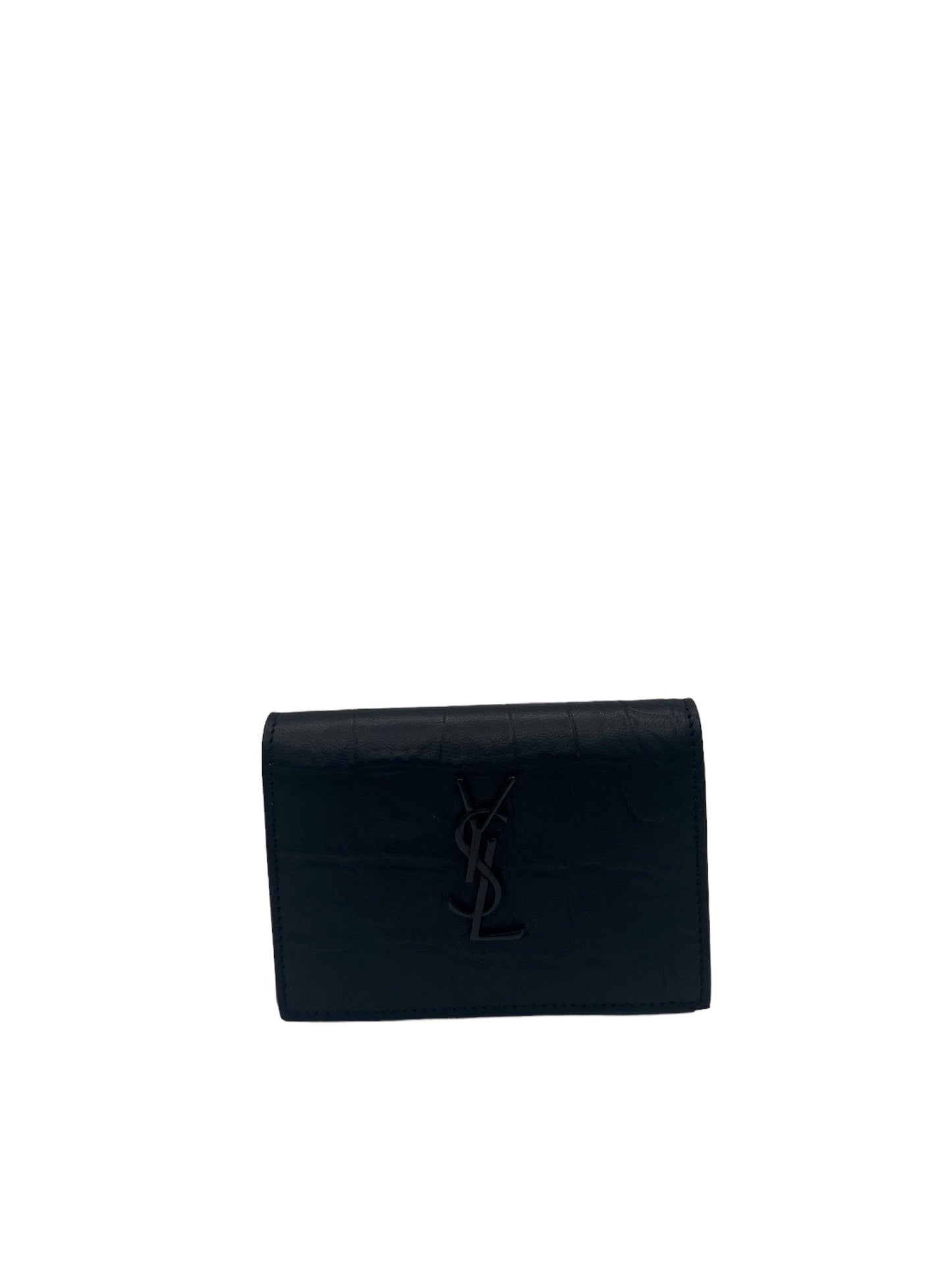 SAINT LAURENT - PARIS Black Leather Business Card Holder