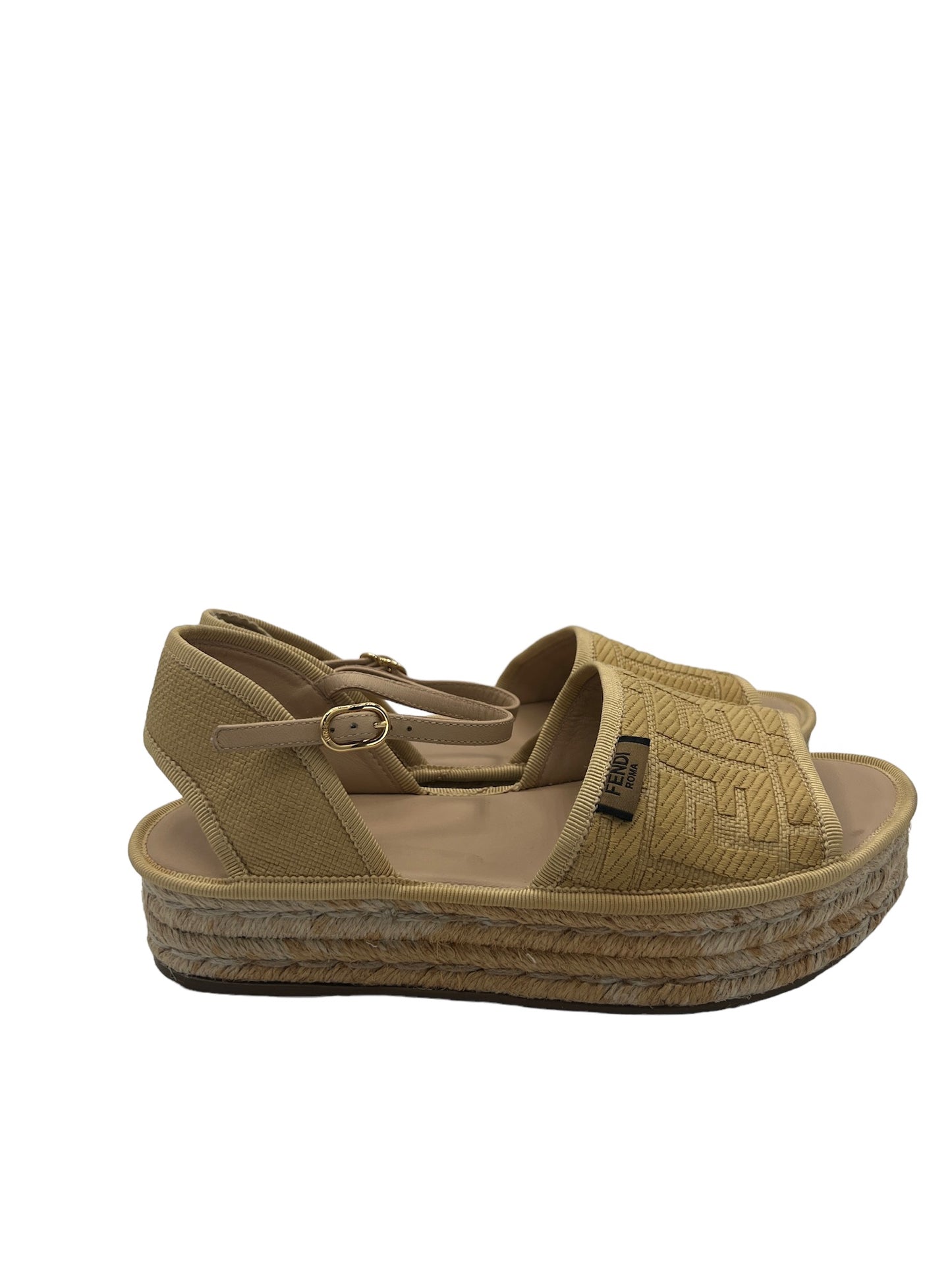 FENDI - Beige Straw Hemp Sandals