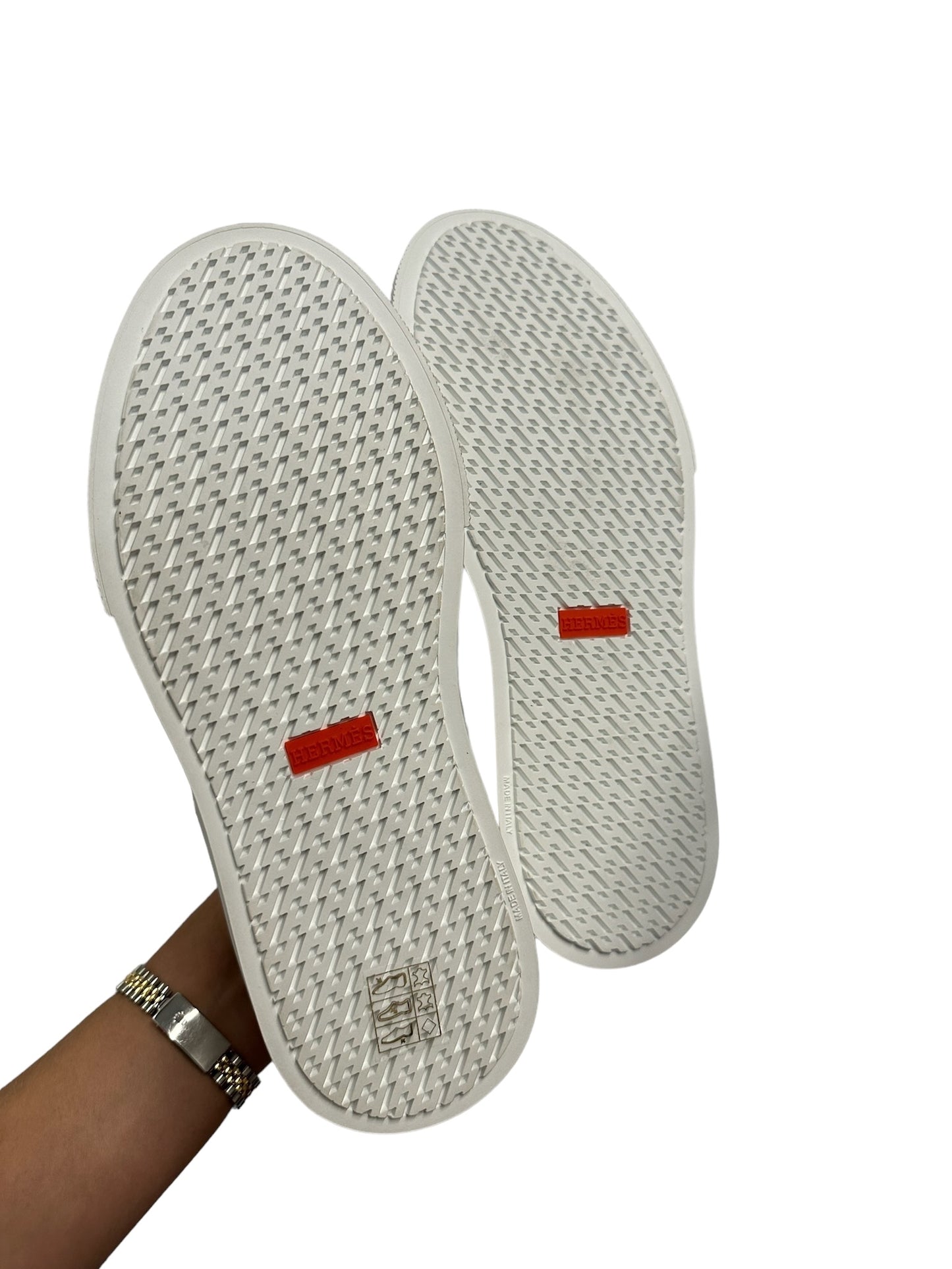 HERMES - Zapatillas de deporte de día en piel de becerro blanca GHW 37