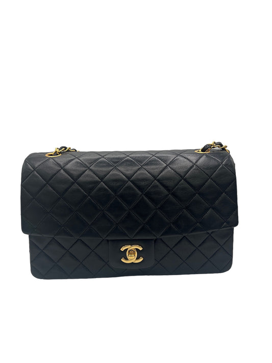 CHANEL - Single Flap Matelasse Black Lambskin Shoulder Bag