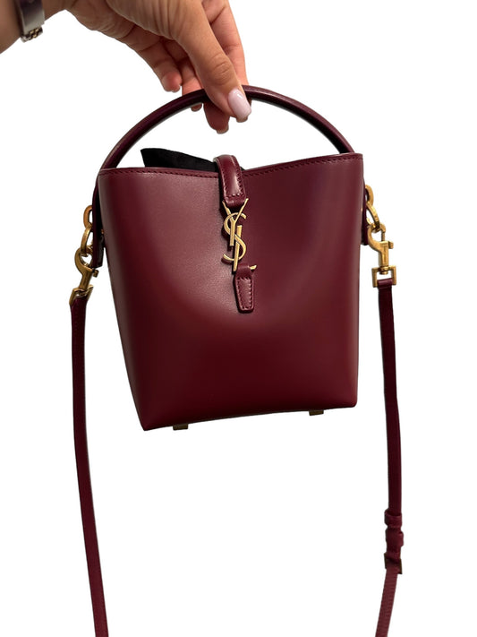 SAINT LAURENT - Burgundy Smooth Leather Mini Le 37 Bucket Bag