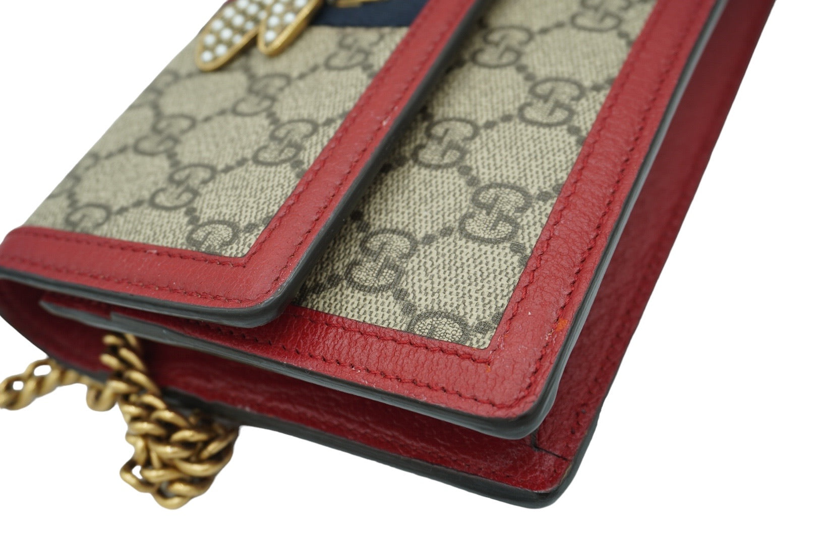 GUCCI - Cartera con cadena Queen Margaret en lona revestida GG Mini