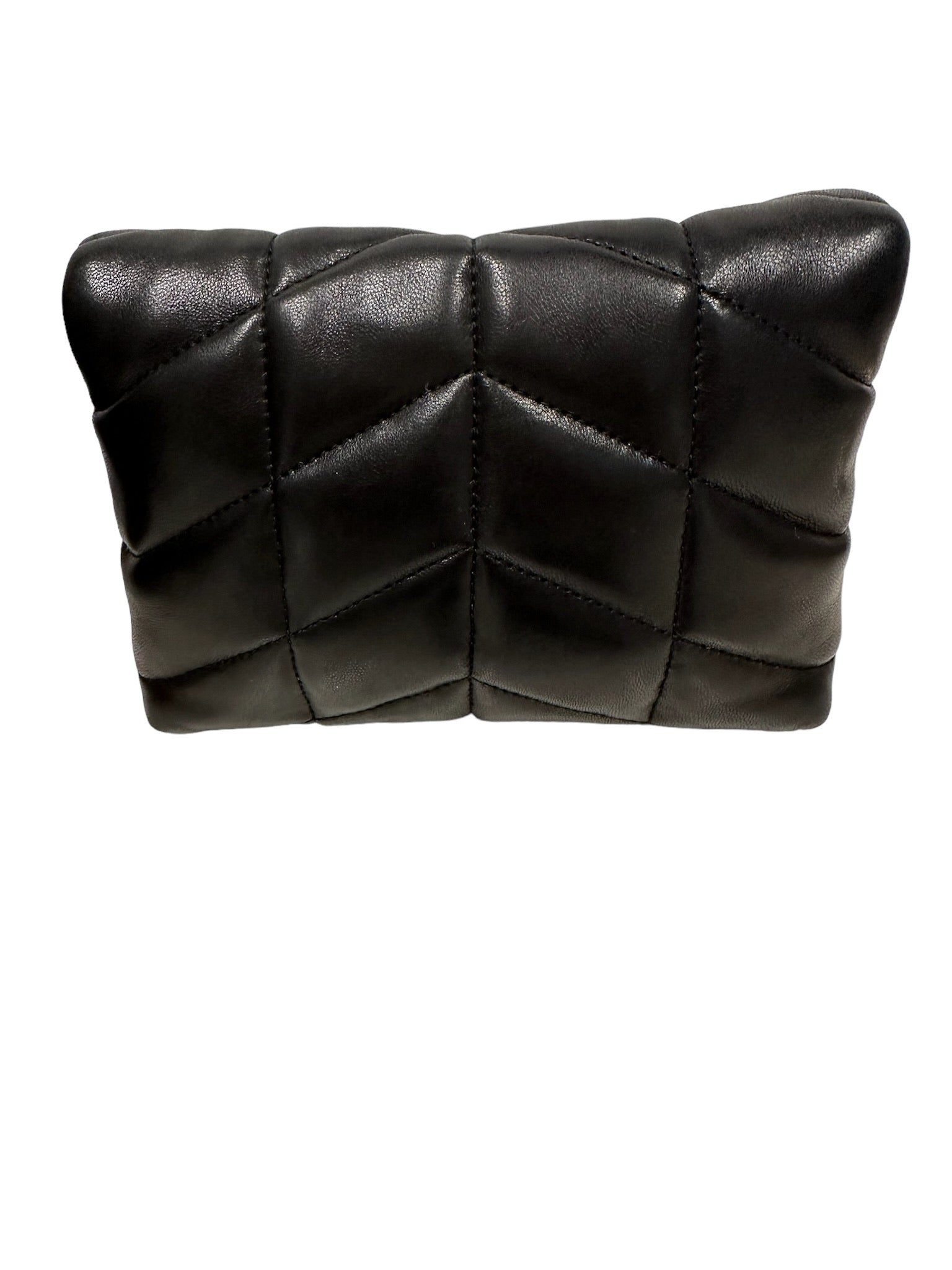 SAINT LAURENT - Black Matelasse Labskin Mini Loulou Puffer Pouch
