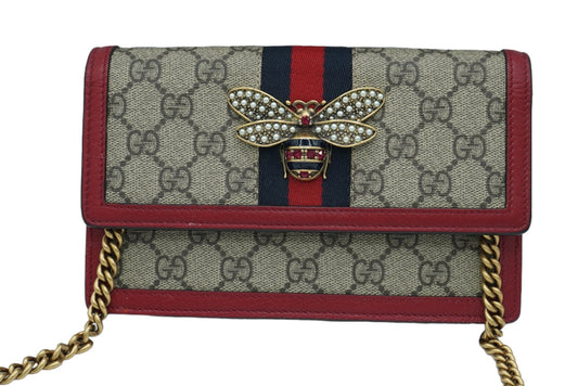 GUCCI - Queen Margaret Chain Wallet GG Coated Canvas Mini