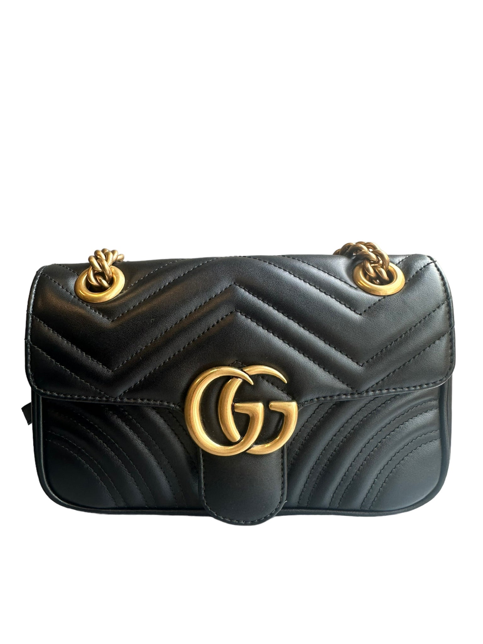 GUCCI - Bolso de mano con solapa GG Marmont Mini en color negro