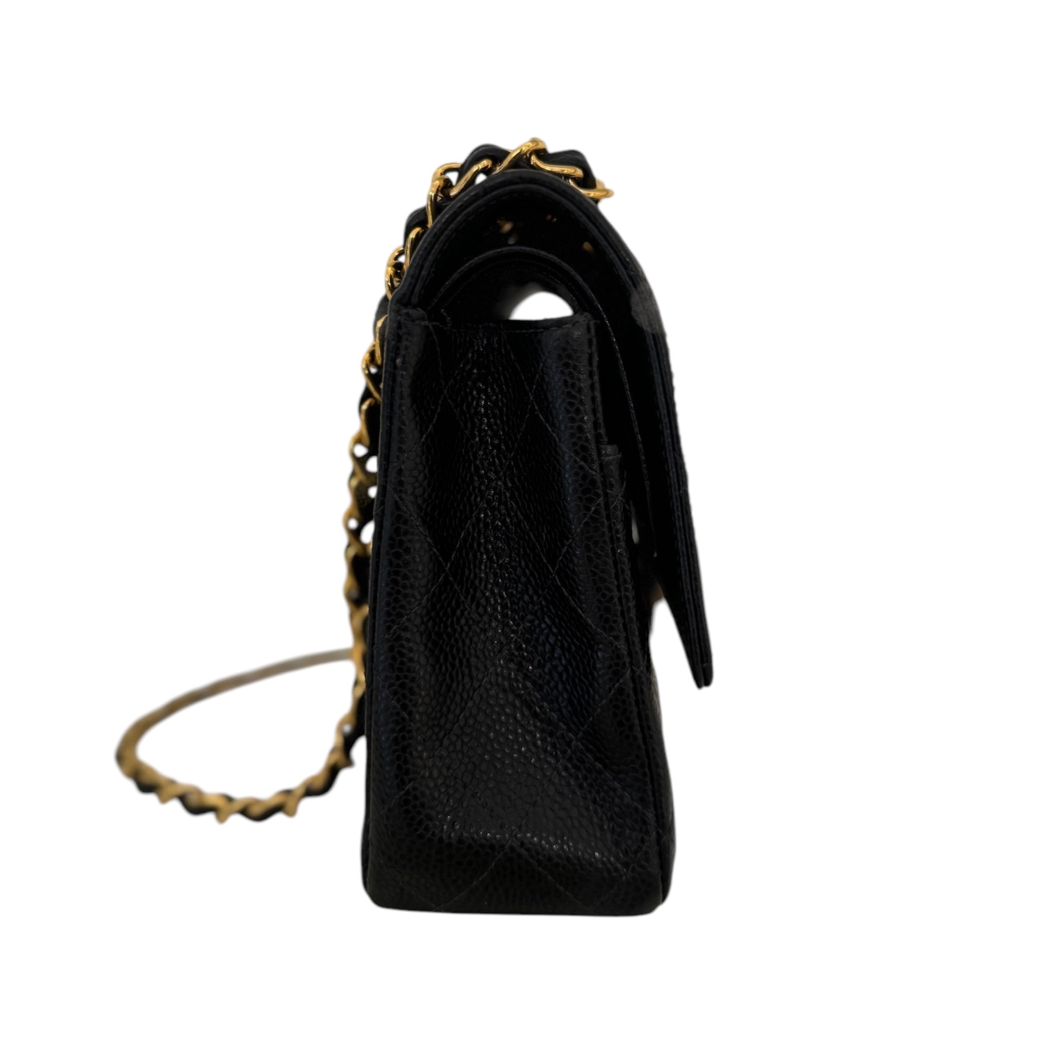 Bolso mediano con solapa CC Black Caviar de segunda mano