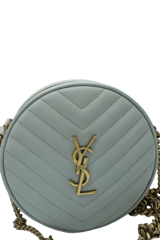 SAINT LAURENT - White Matelassé Leather Jade Crossbody Bag